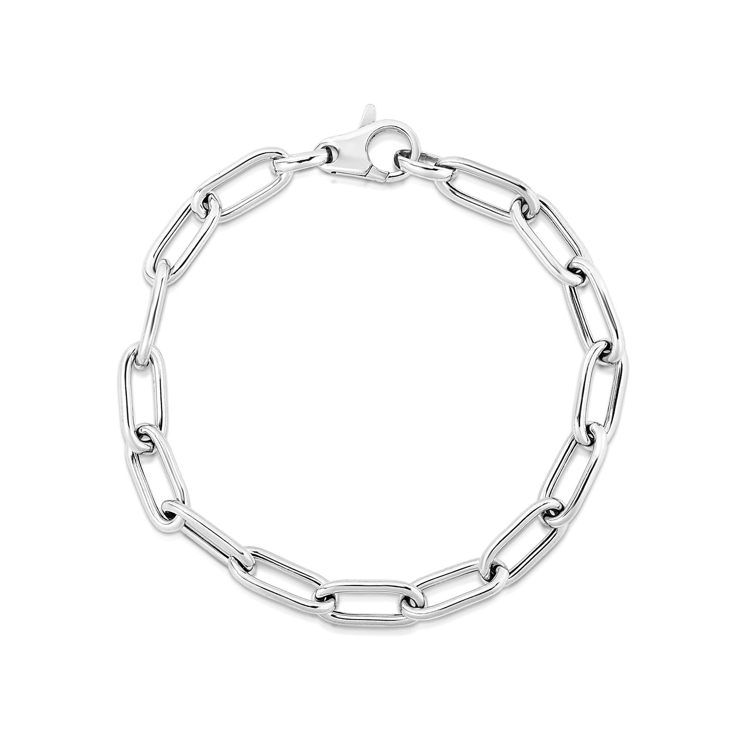 Sterling silver wide paperclip chain bracelet showcasing modern design and elegant link details.