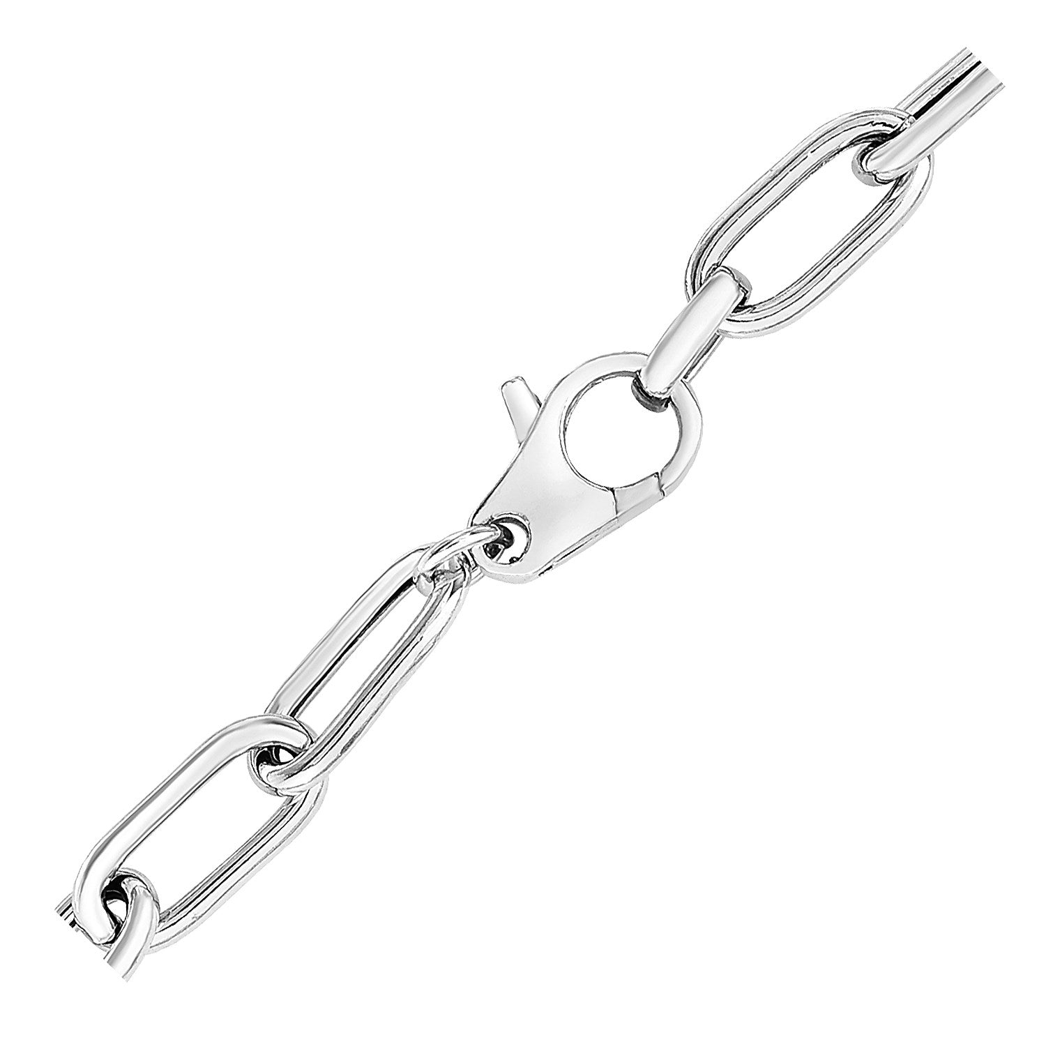 Sterling silver wide paperclip chain bracelet, modern design with elegant links, perfect for layering or solo wear.