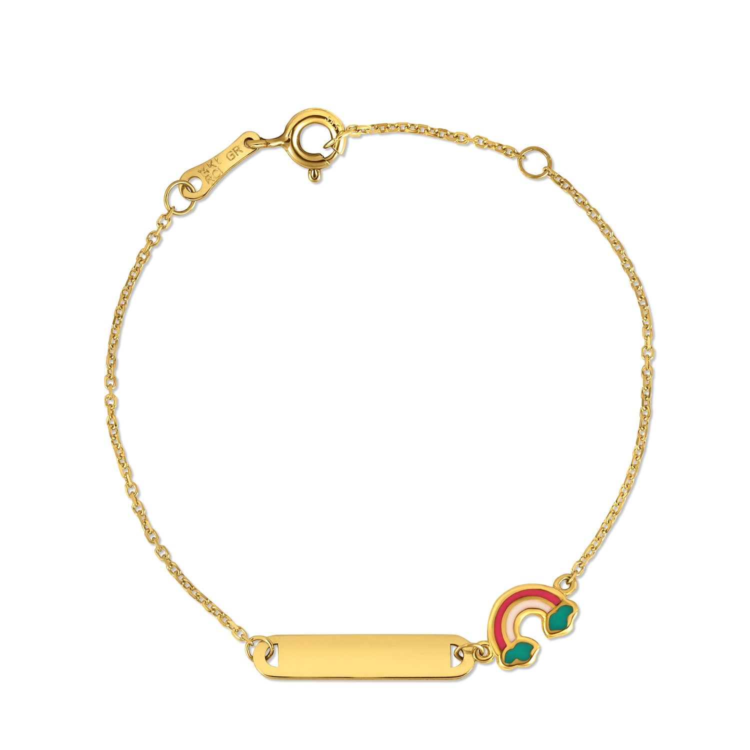 14k yellow gold contemporary children's bracelet featuring a delicate chain design, perfect for young luxury enthusiasts.
