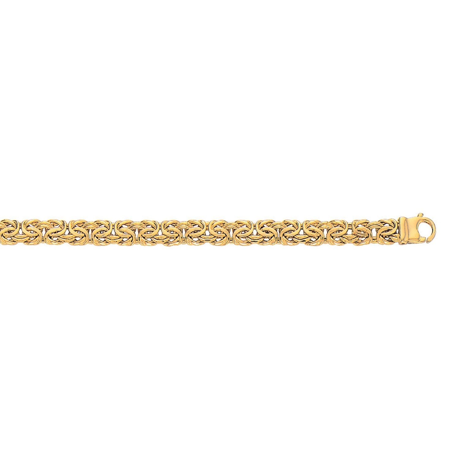 14k yellow gold Byzantine design chain bracelet, elegantly crafted with intricate links for a luxurious finish.