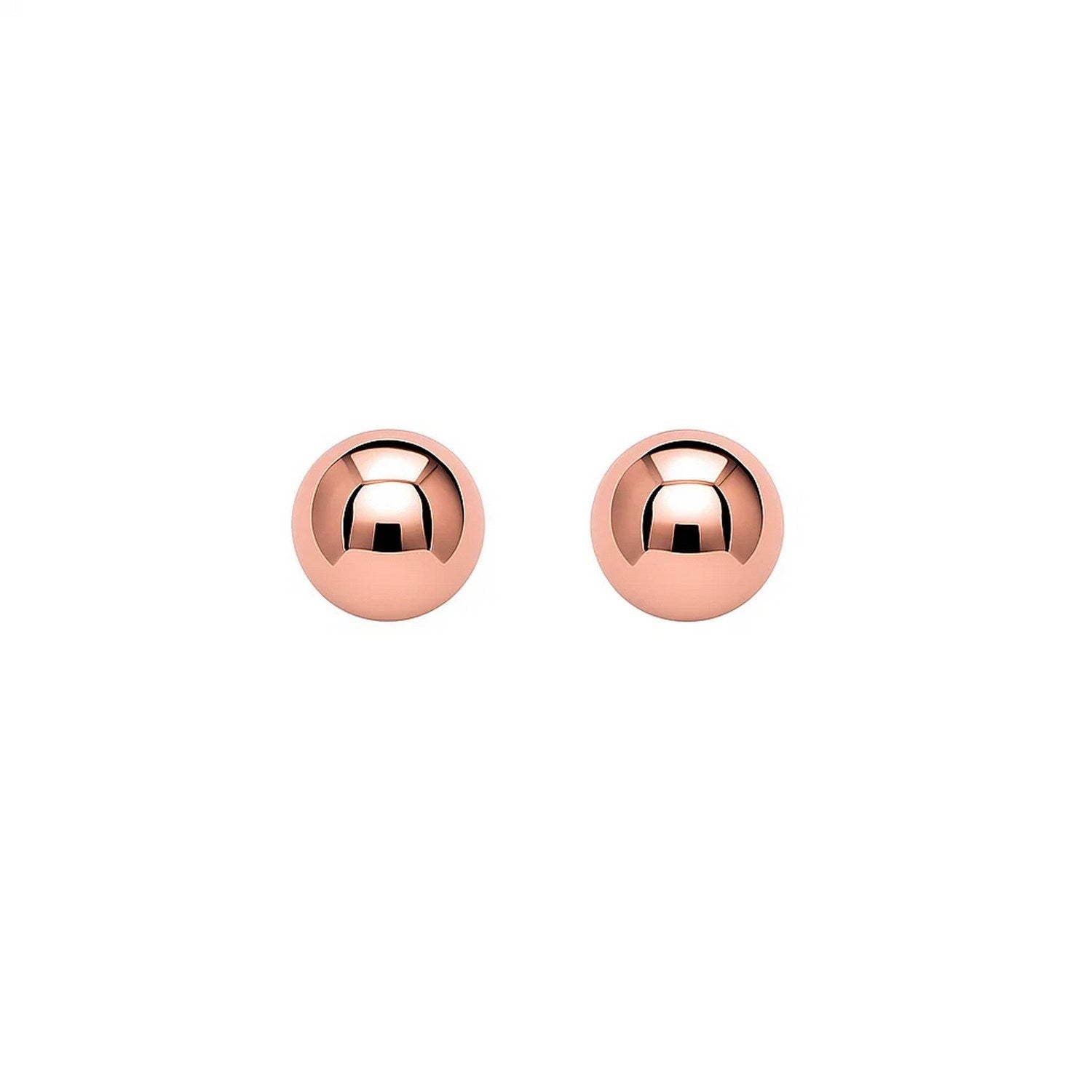 14k rose gold polished ball style stud earrings, exuding elegance with a timeless design for sophisticated wear.