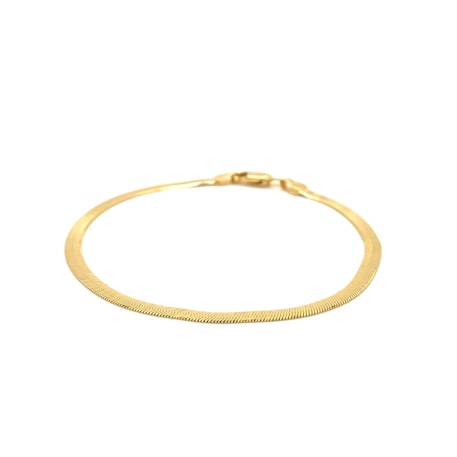 Contemporary 14k yellow gold herringbone bracelet featuring elegant chain links, perfect for luxury styling.