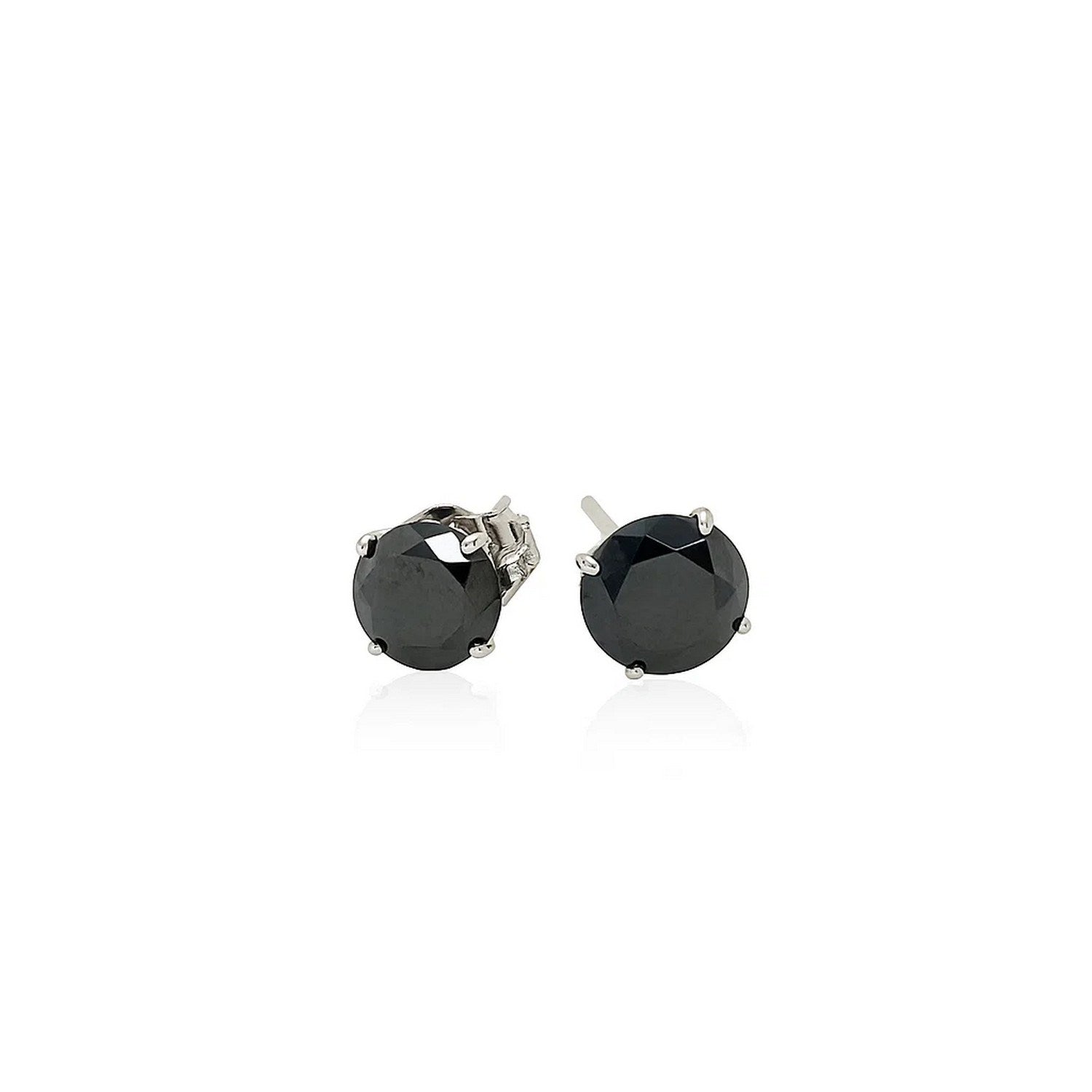 14k white gold stud earrings featuring faceted black cubic zirconia for a timeless, elegant look.