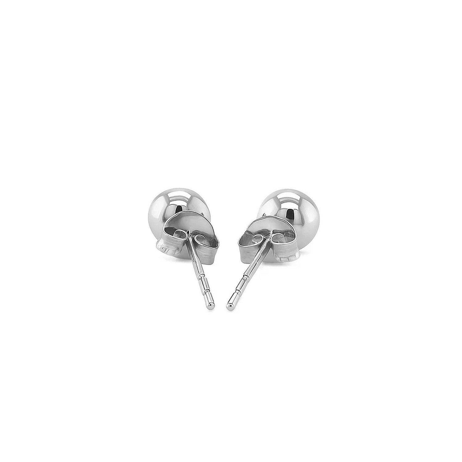 Polished 14k white gold round stud earrings with a contemporary design, perfect for elegant everyday wear.