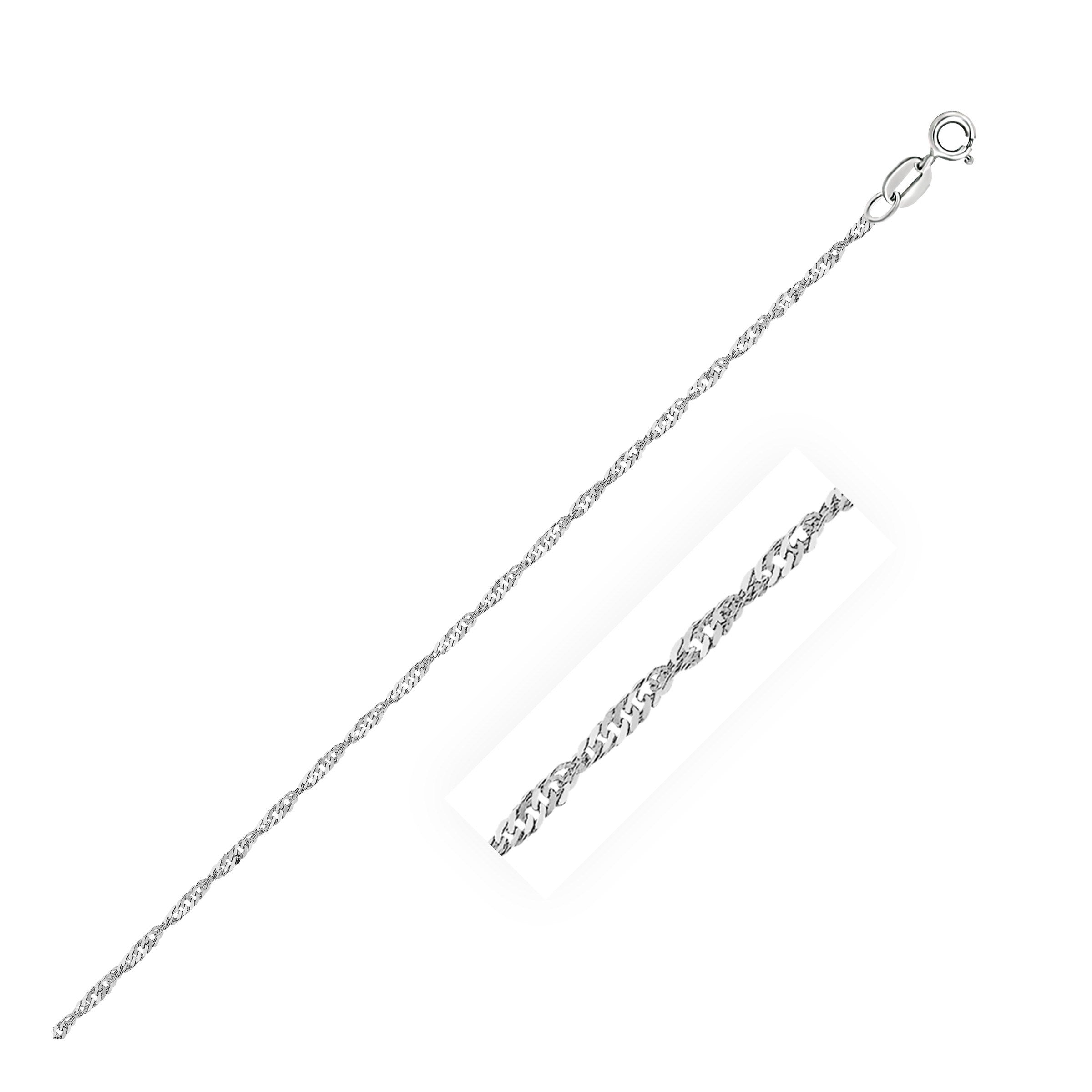14k white gold Singapore bracelet featuring a modern chain design, perfect for elegant layering or standalone wear.