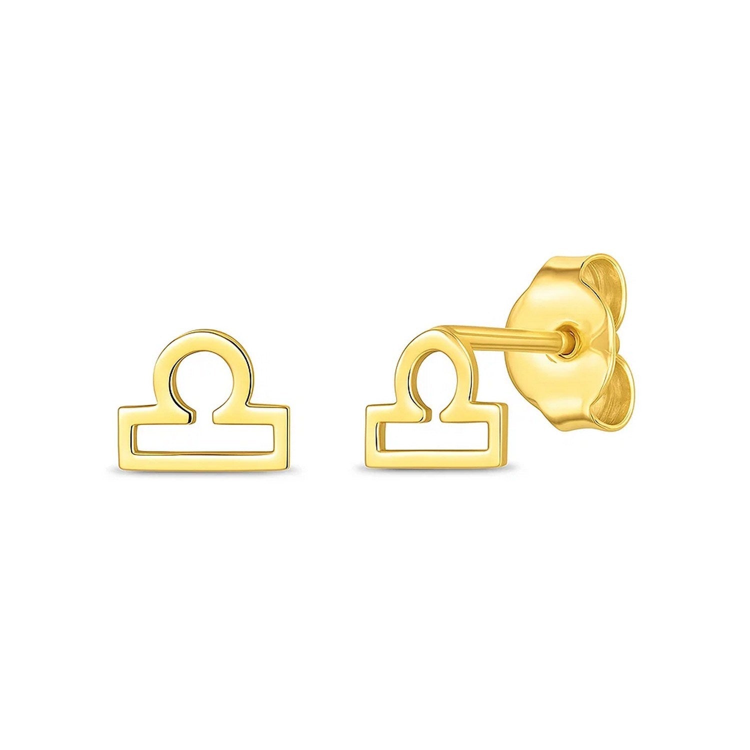 14k yellow gold modern stud earrings featuring a sleek design, perfect for elegant everyday wear.