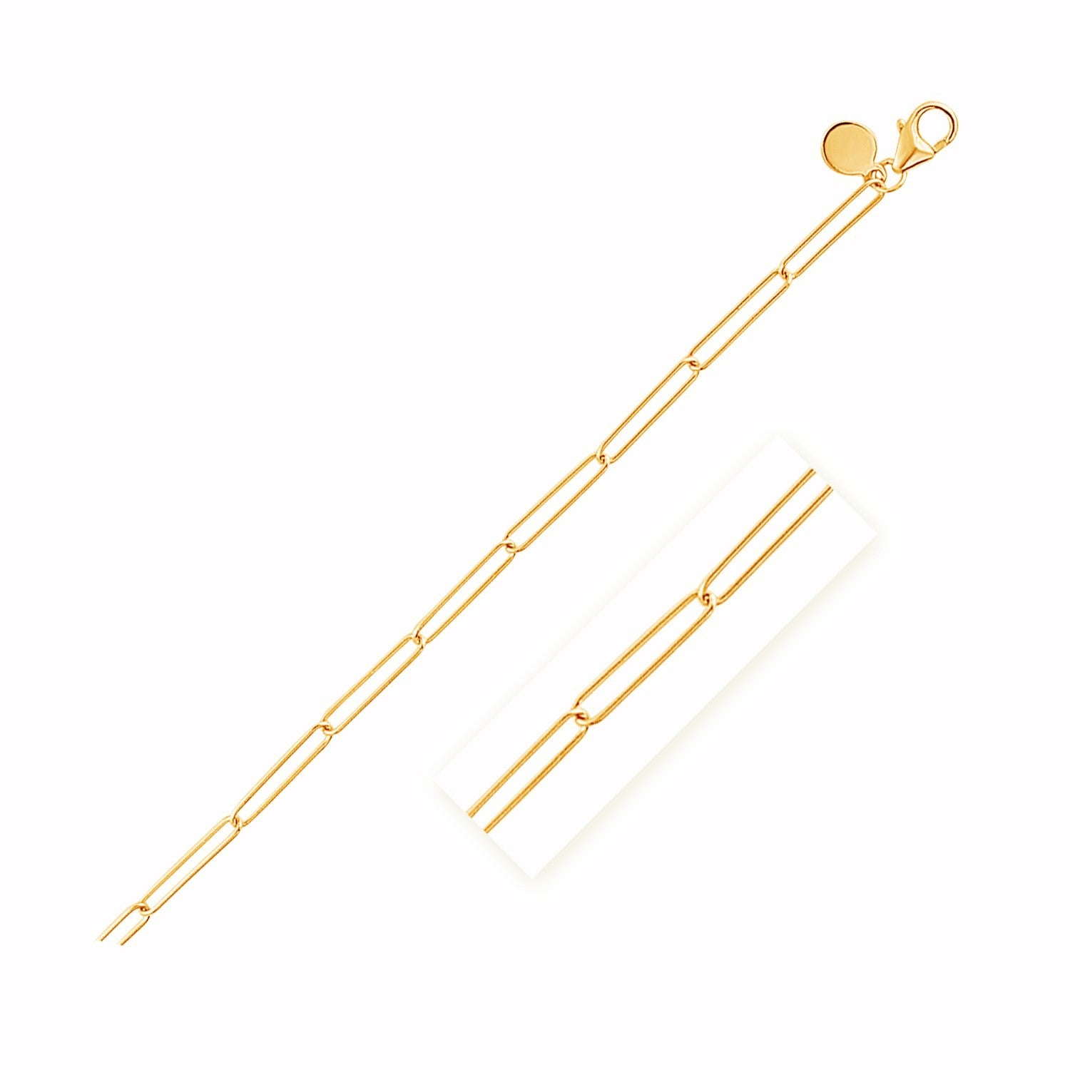 14k yellow gold wire paperclip bracelet featuring contemporary round links for a chic, elegant look.