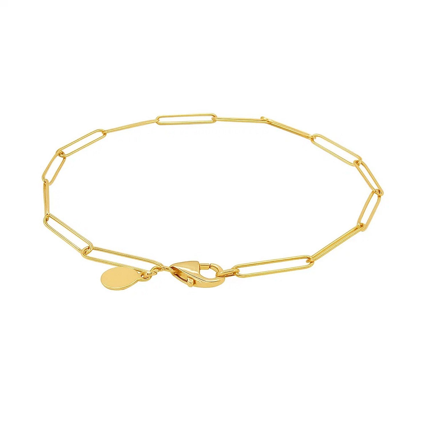 14k yellow gold wire paperclip bracelet featuring contemporary round links, perfect for elegant layering or solo wear.