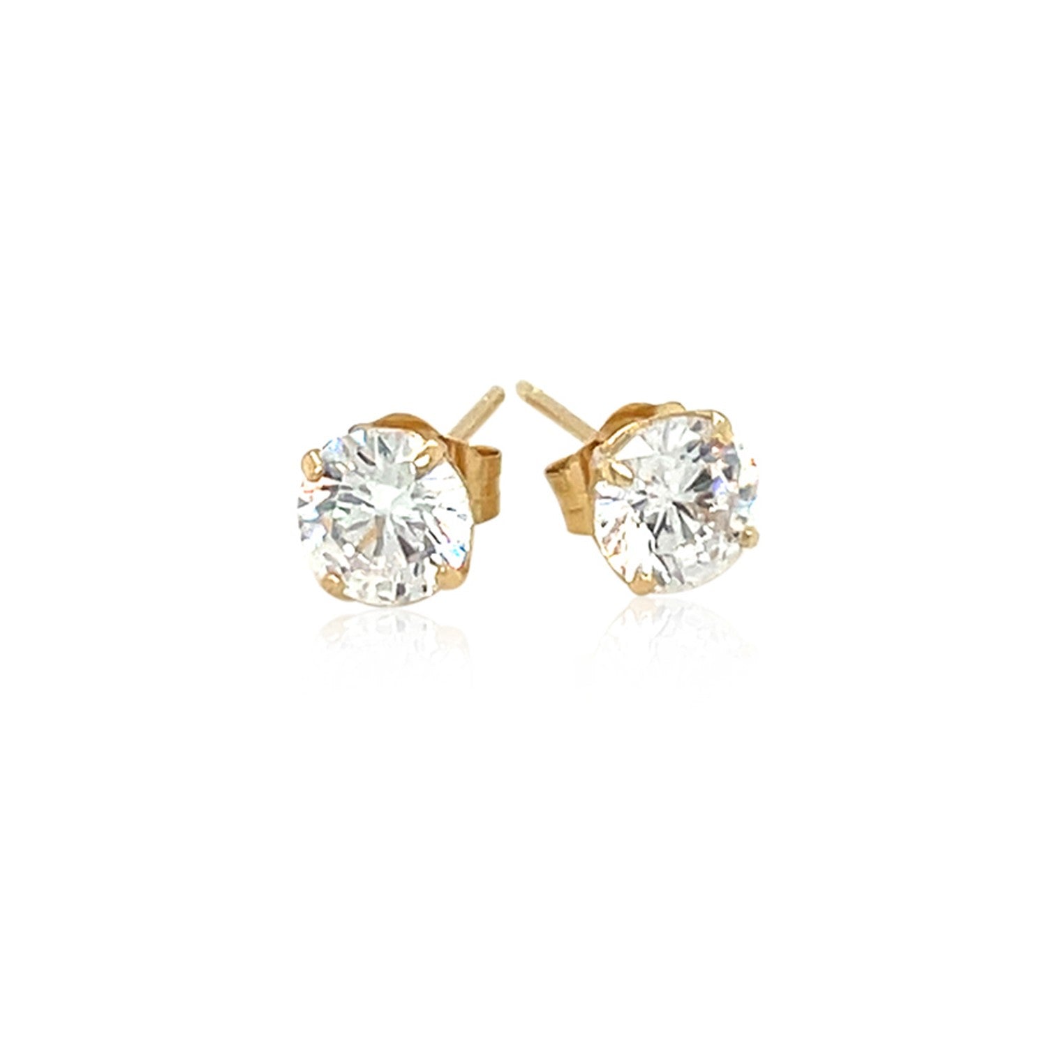 14k yellow gold stud earrings featuring elegant faceted cubic zirconia for a timeless, sophisticated look.