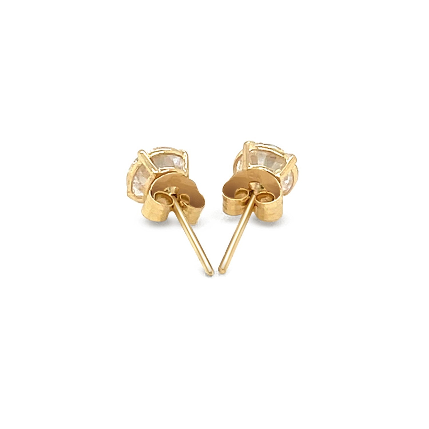 14k yellow gold stud earrings featuring elegant faceted cubic zirconia for a timeless, sophisticated look.