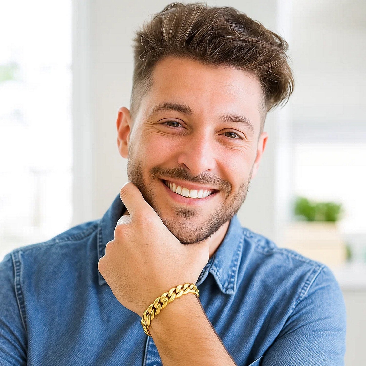 10k yellow gold semi-solid Miami Cuban bracelet with modern chain design, showcasing luxurious craftsmanship and elegance.
