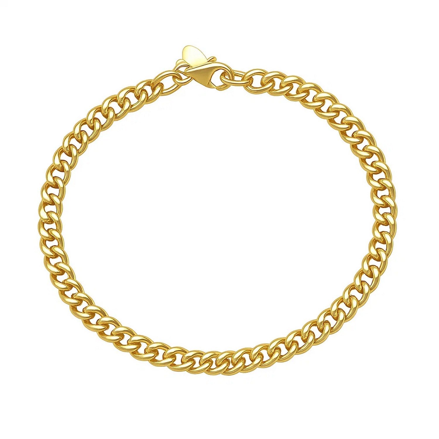 14k yellow gold petite faceted Cuban link chain bracelet, elegant design with 4.50 mm links for a luxurious touch.