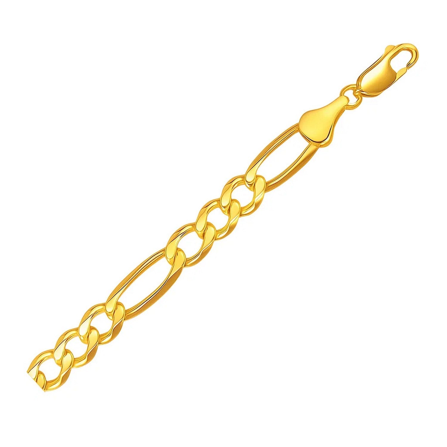 10k yellow gold solid Figaro bracelet featuring modern chain links, perfect for elegant everyday wear.