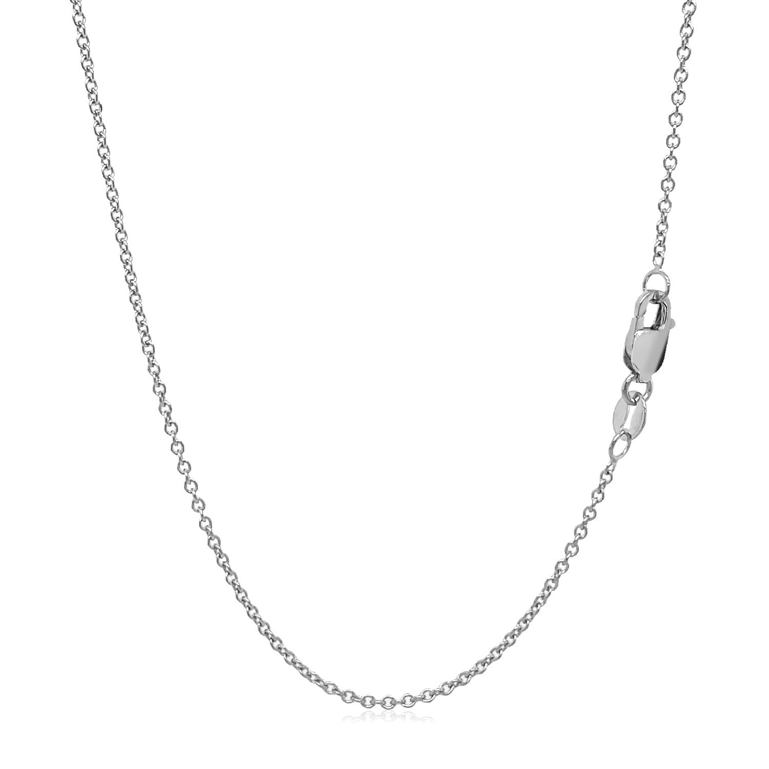 14k white gold round cable link chain with modern design, showcasing elegant craftsmanship and timeless style.
