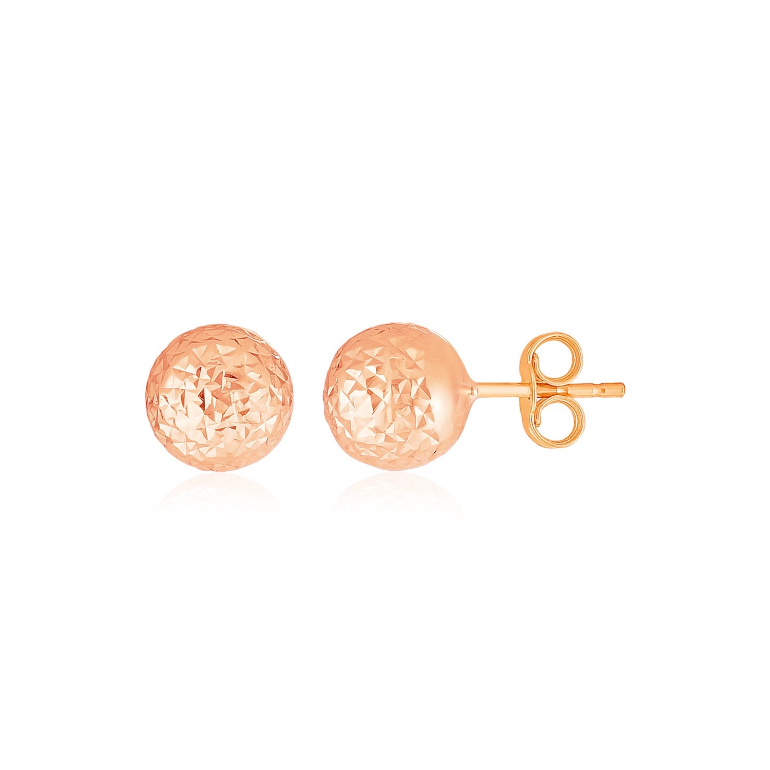 14k rose gold textured ball stud earrings, elegantly designed for a timeless and sophisticated look.