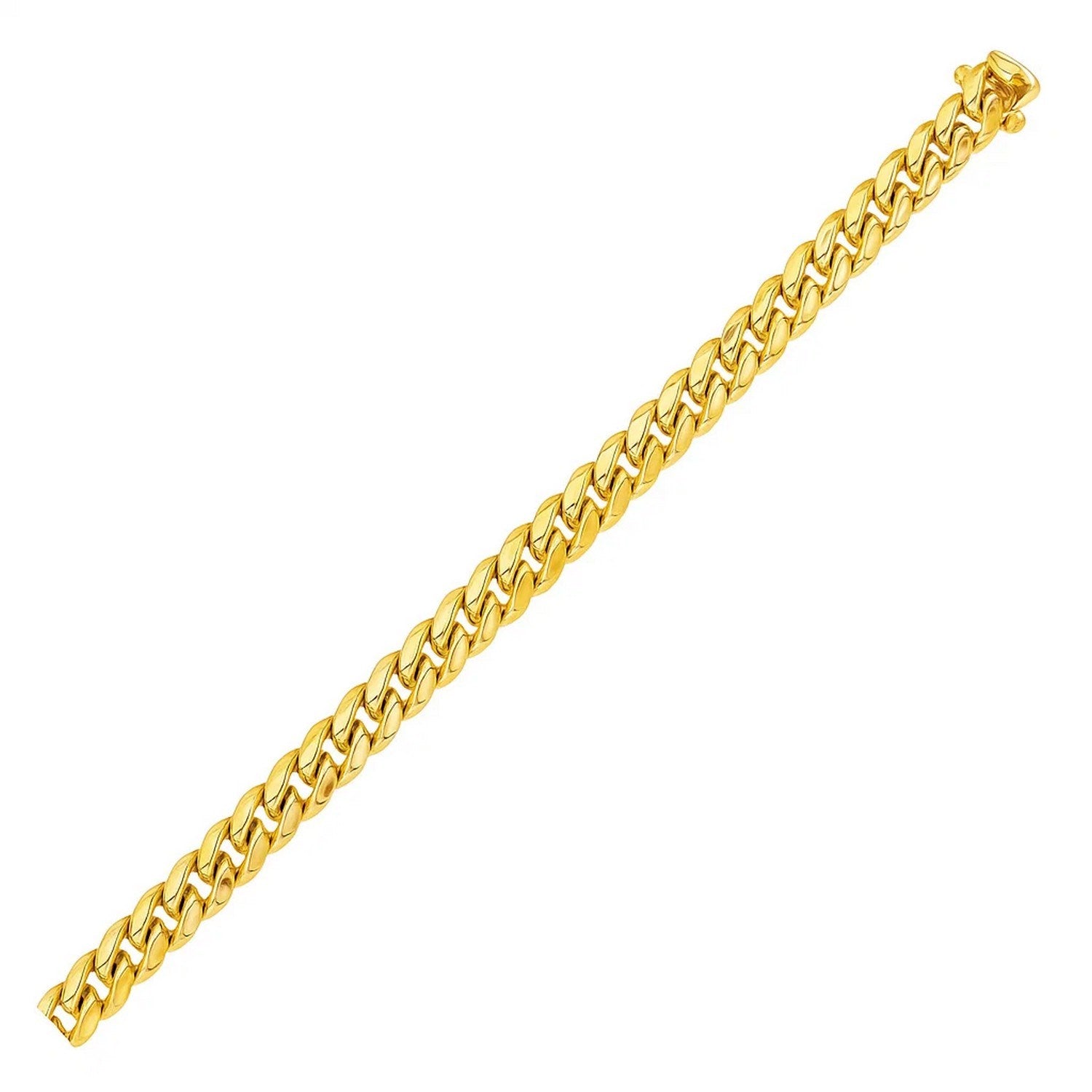 14k yellow gold semi-solid Miami Cuban bracelet with contemporary link design, 6.10 mm width, perfect for luxury styling.