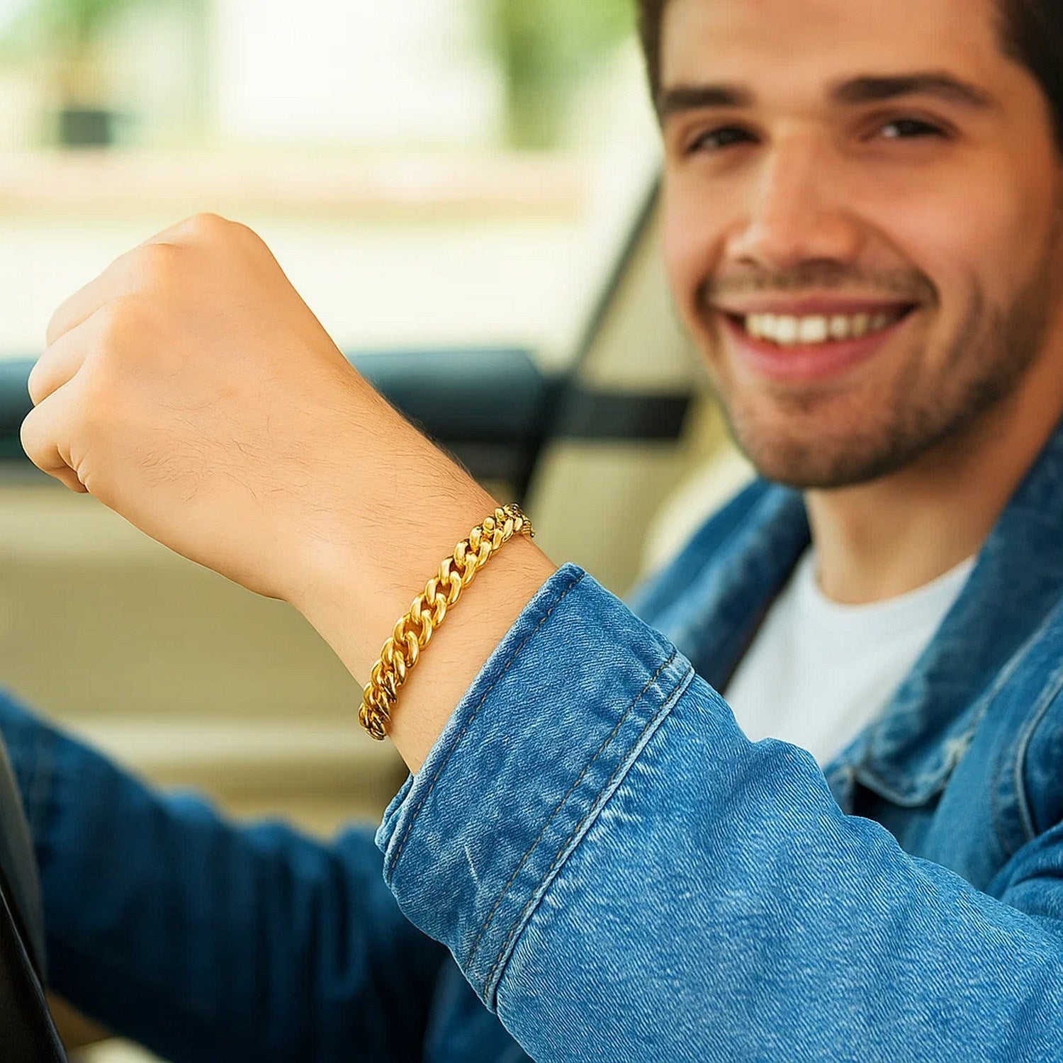 14k yellow gold semi-solid Miami Cuban bracelet with contemporary link design, 6.10 mm width, perfect for luxury styling.