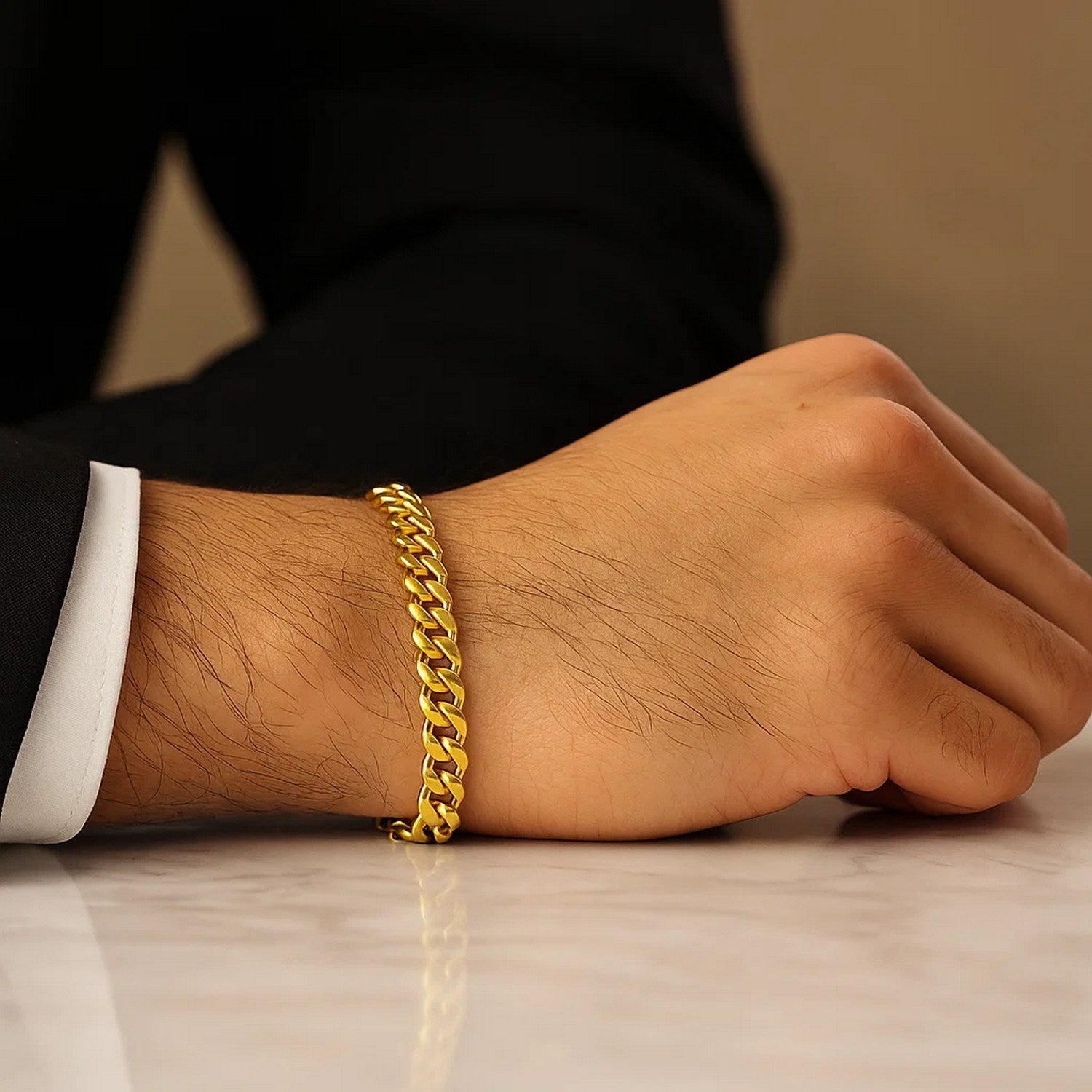 14k yellow gold semi-solid Miami Cuban bracelet with contemporary link design, 6.10 mm width, perfect for luxury styling.