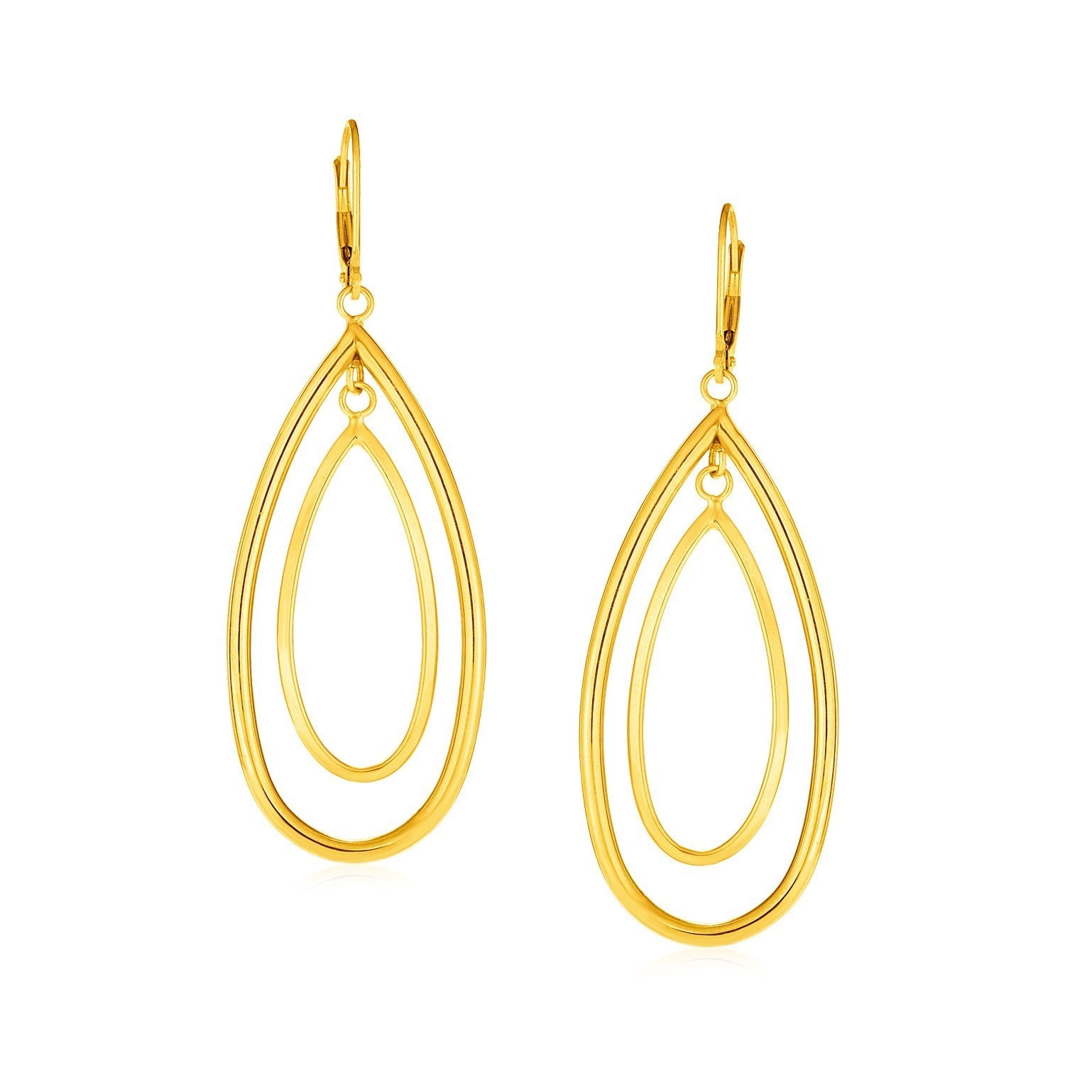 14k yellow gold teardrop dangle earrings with elegant design, perfect for adding sophistication to any outfit.