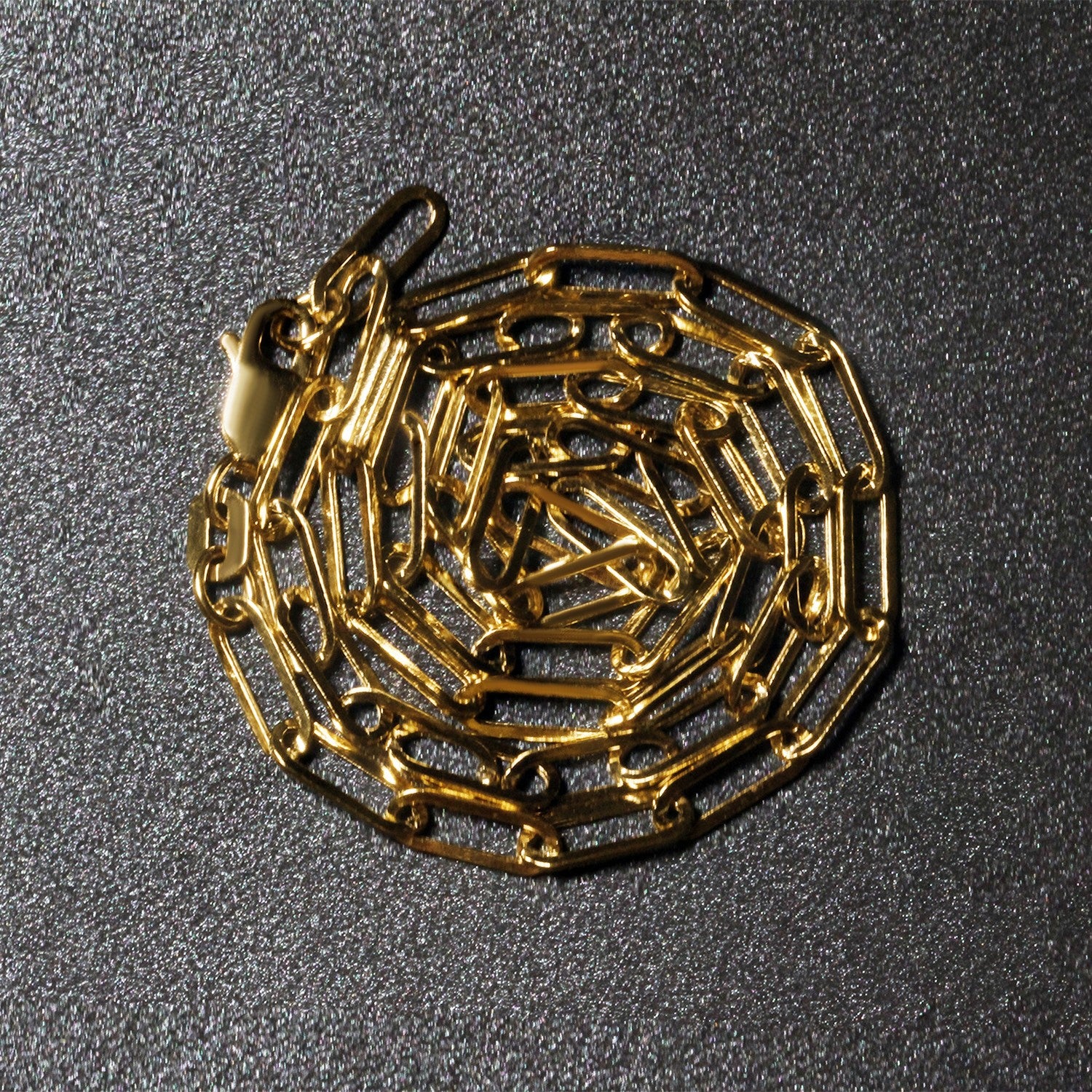14k yellow gold wide paperclip chain with modern links, perfect for layering or standalone elegance.