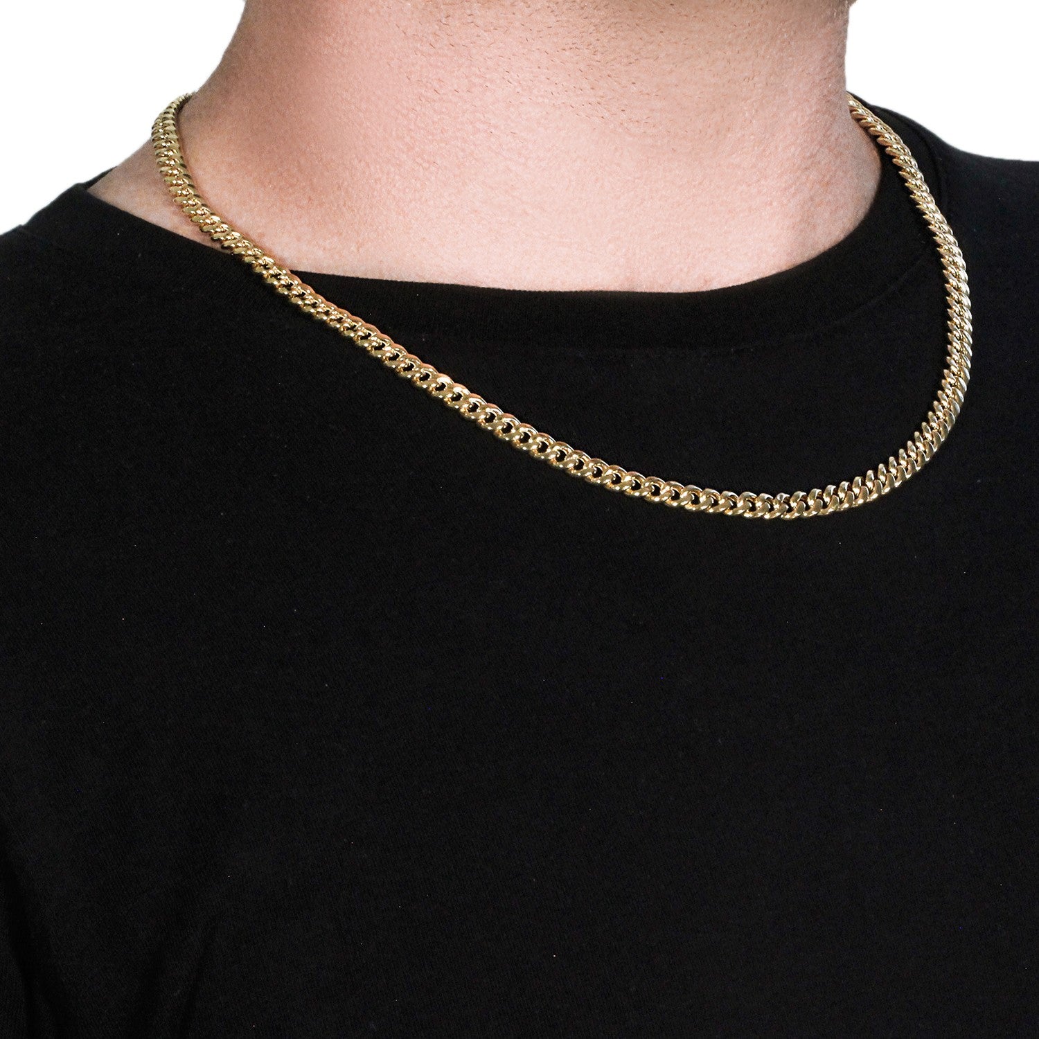 14k gult guld halvsolid Miami kubansk kedja (6,10 mm)