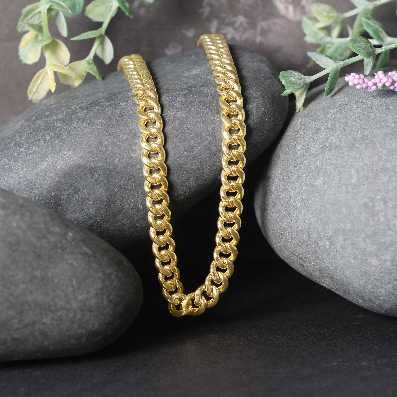 14k yellow gold semi-solid Miami Cuban chain, elegant round links, 6.10 mm width, perfect for luxury layering.