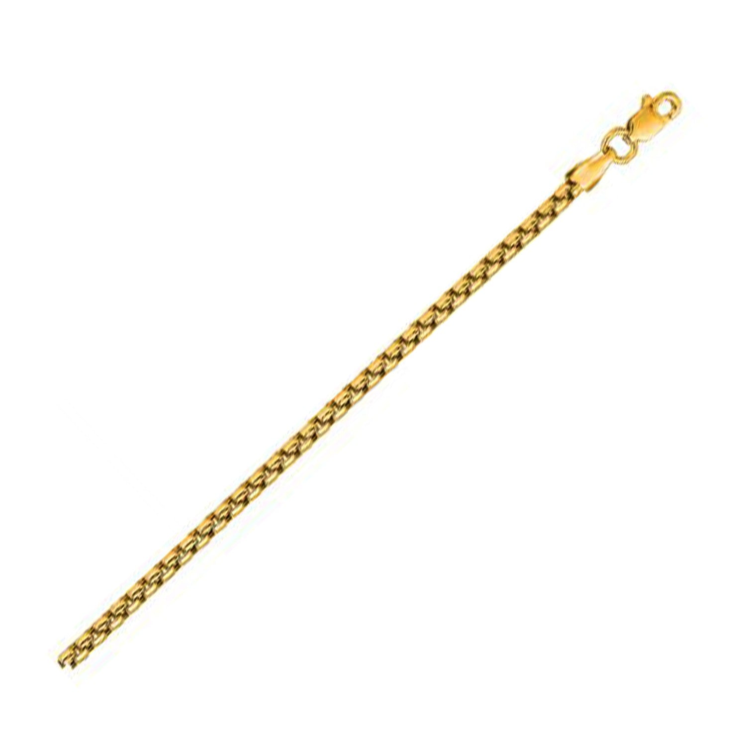 14k yellow gold solid round box chain, 3.6 mm, showcasing a classic design for elegant layering or standalone wear.