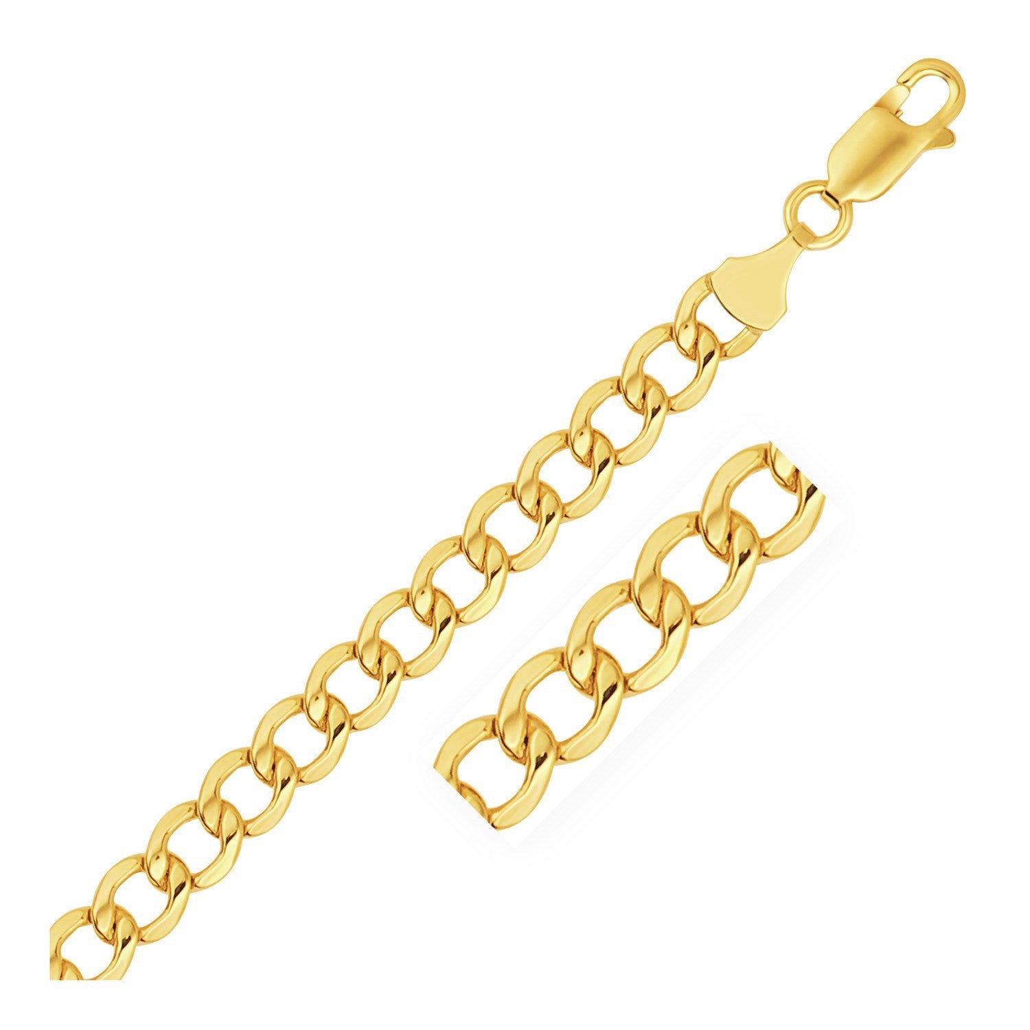 Elegant 10k yellow gold curb chain featuring 6.20 mm links, crafted from luxurious 14k yellow gold.