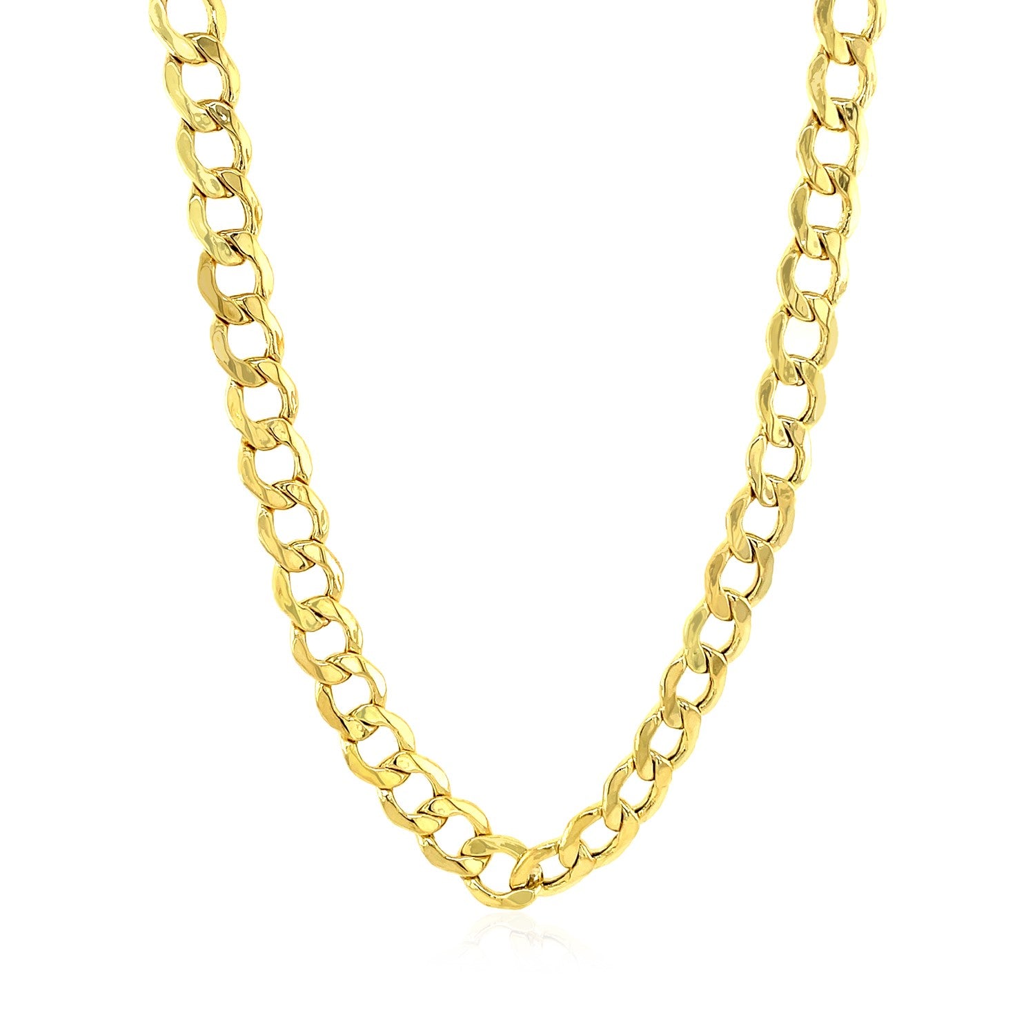 Elegant 10k yellow gold curb chain (6.20 mm) featuring smooth links, perfect for layering or as a statement piece.