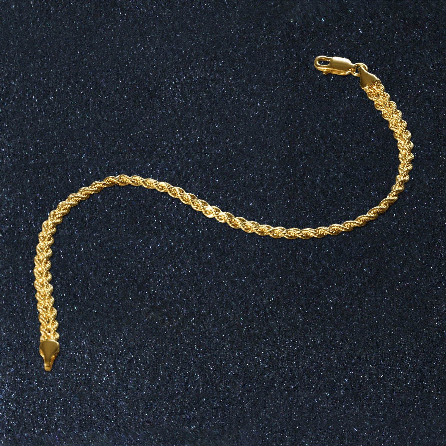 Classic double rope chain bracelet in 10k yellow gold, featuring elegant links and a timeless design.