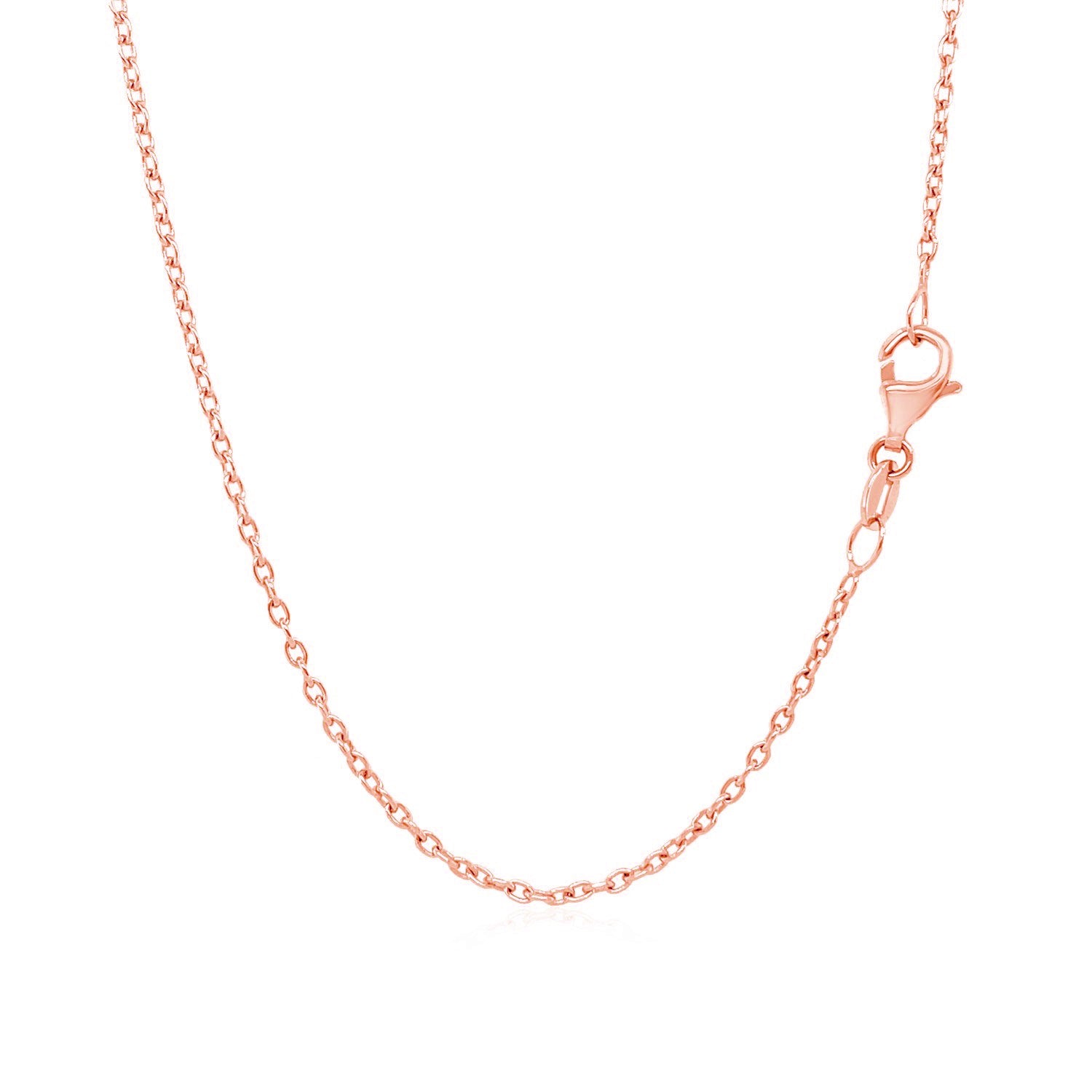 14k rose gold round cable link chain with modern design, showcasing elegant craftsmanship and luxurious shine.