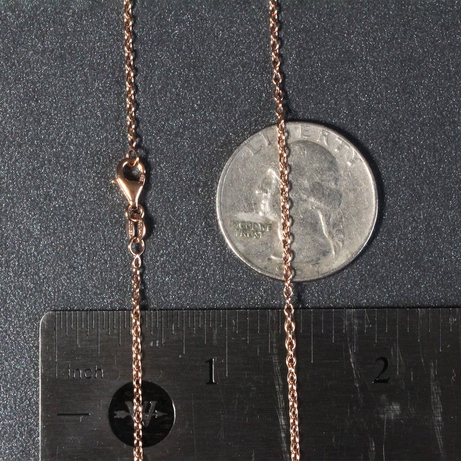 14k rose gold round cable link chain, modern design, 1.50 mm thickness, perfect for layering or standalone elegance.