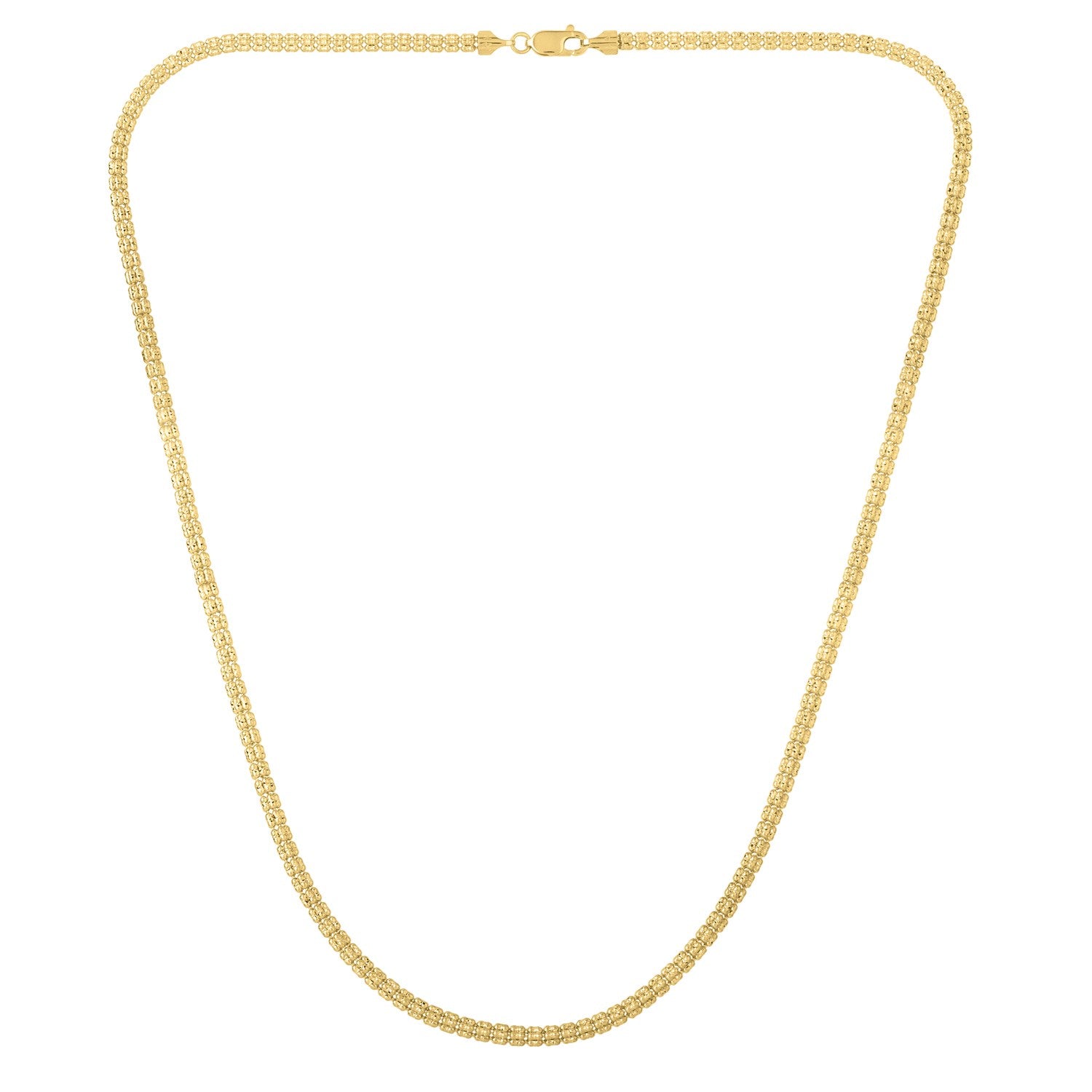 14k yellow gold modern Ice Barrel chain featuring elegant link design, perfect for layering or standalone wear.