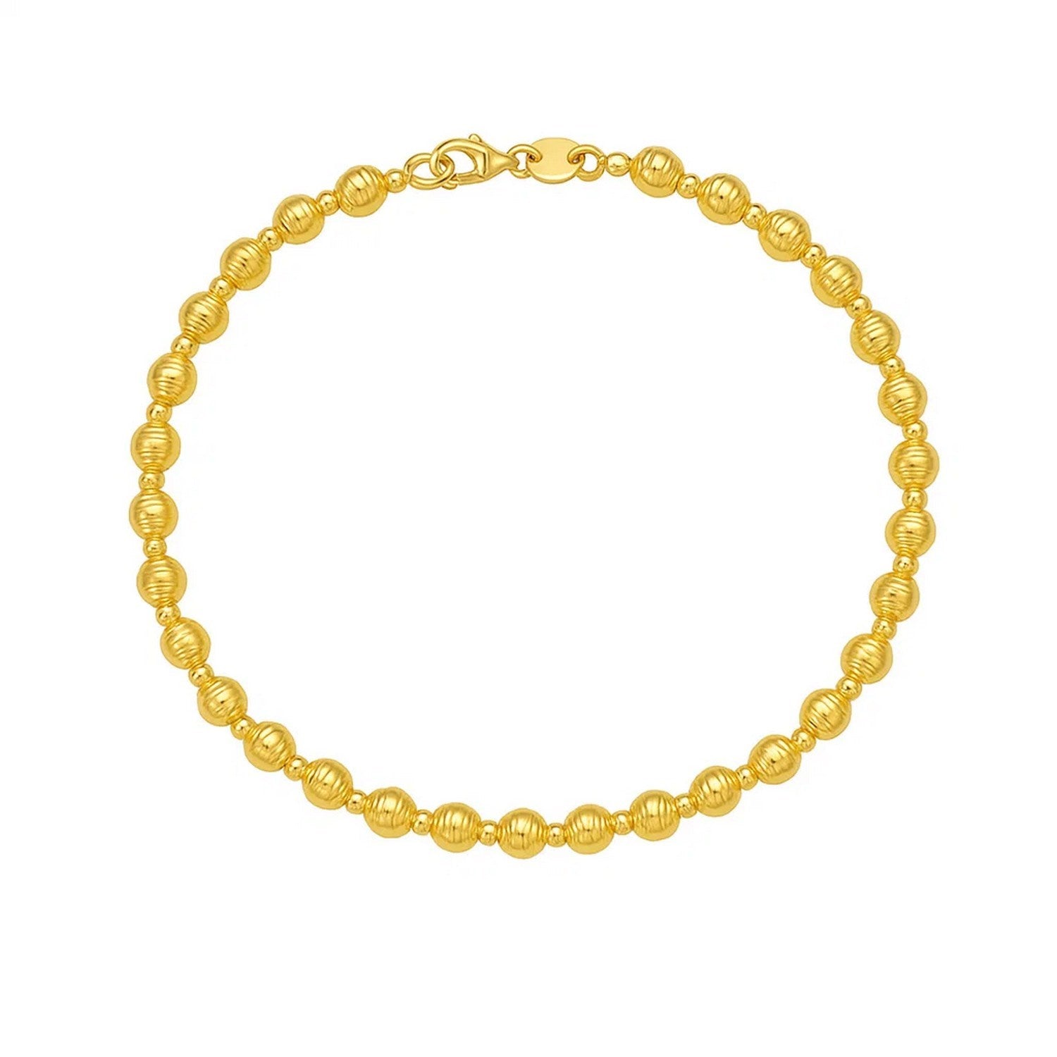 14K yellow gold disco diamond cut bead bracelet showcasing elegant luxury and exquisite craftsmanship.
