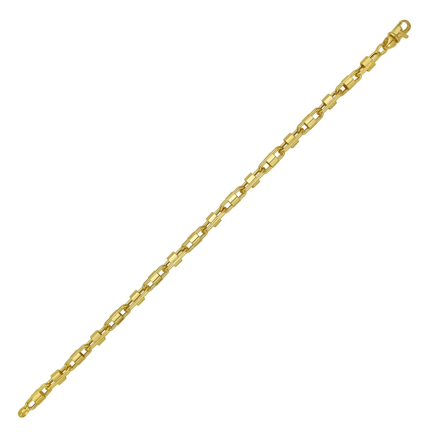 14k yellow gold square Byzantine chain bracelet with modern link design, perfect for elegant everyday wear.