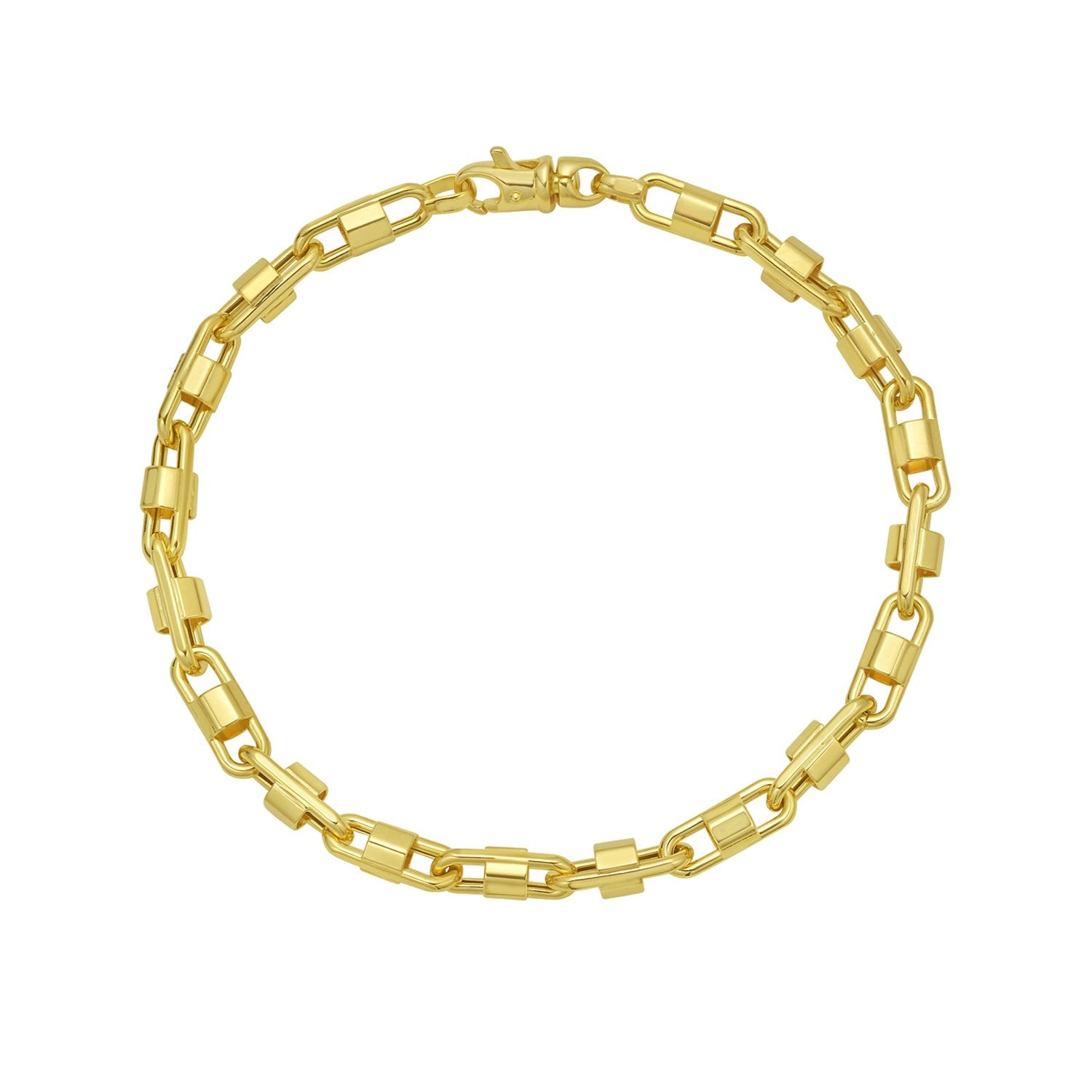 14k yellow gold square Byzantine chain bracelet showcasing a modern link design, perfect for elegant everyday wear.