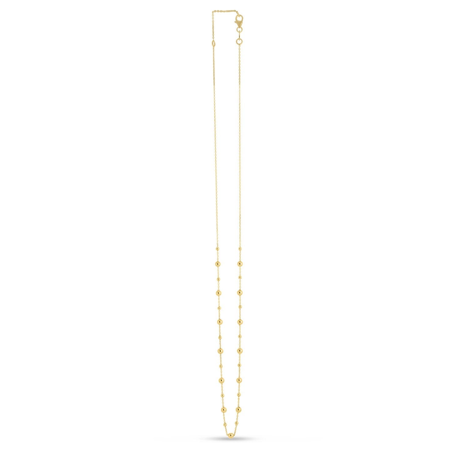 Elegant 14k yellow gold bead necklace showcasing luxurious craftsmanship and timeless design.