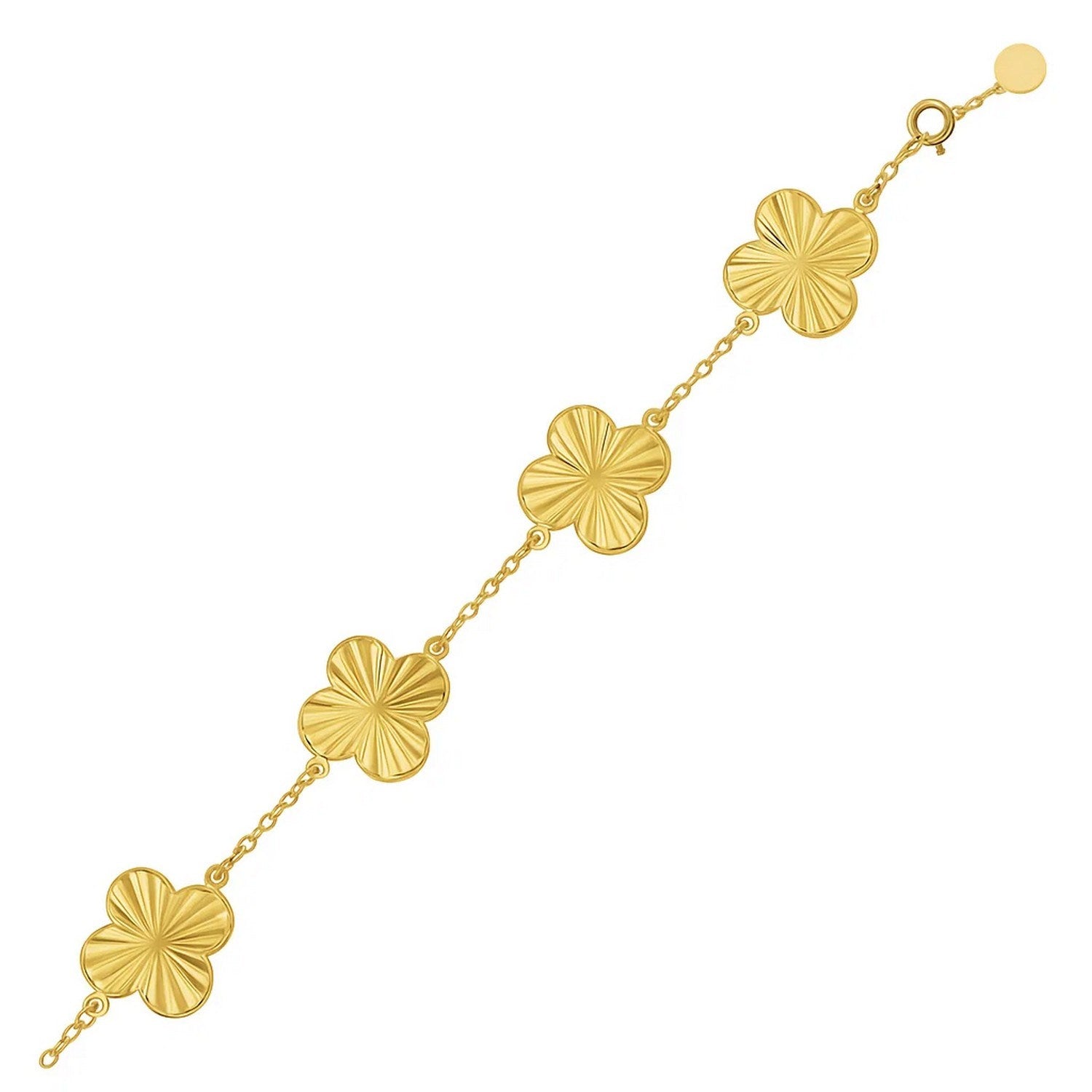 14k yellow gold contemporary clover bracelet featuring a luxurious design and elegant finish for refined style.
