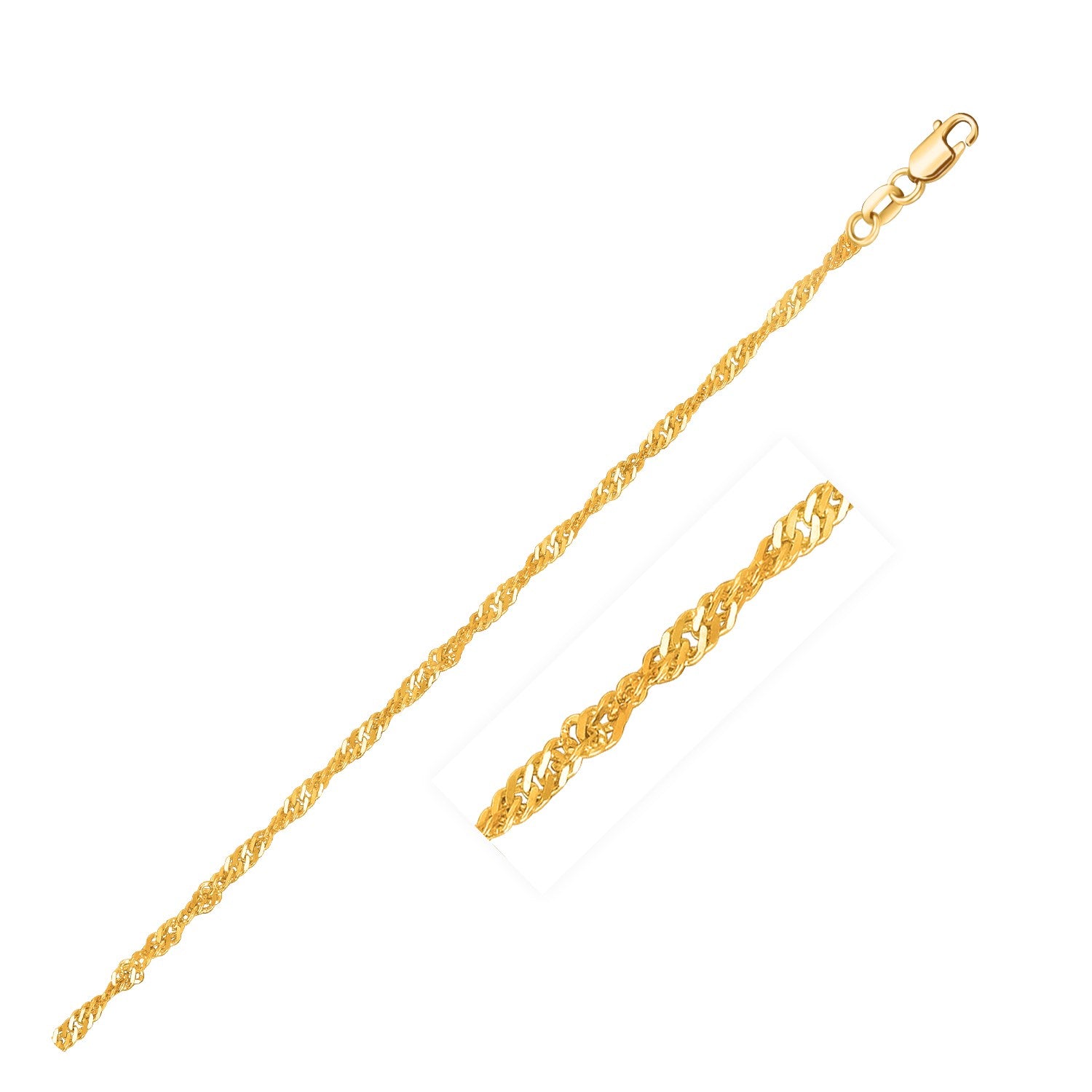 14k yellow gold Singapore chain, 1.80 mm, elegant design perfect for layering or standalone sophistication.