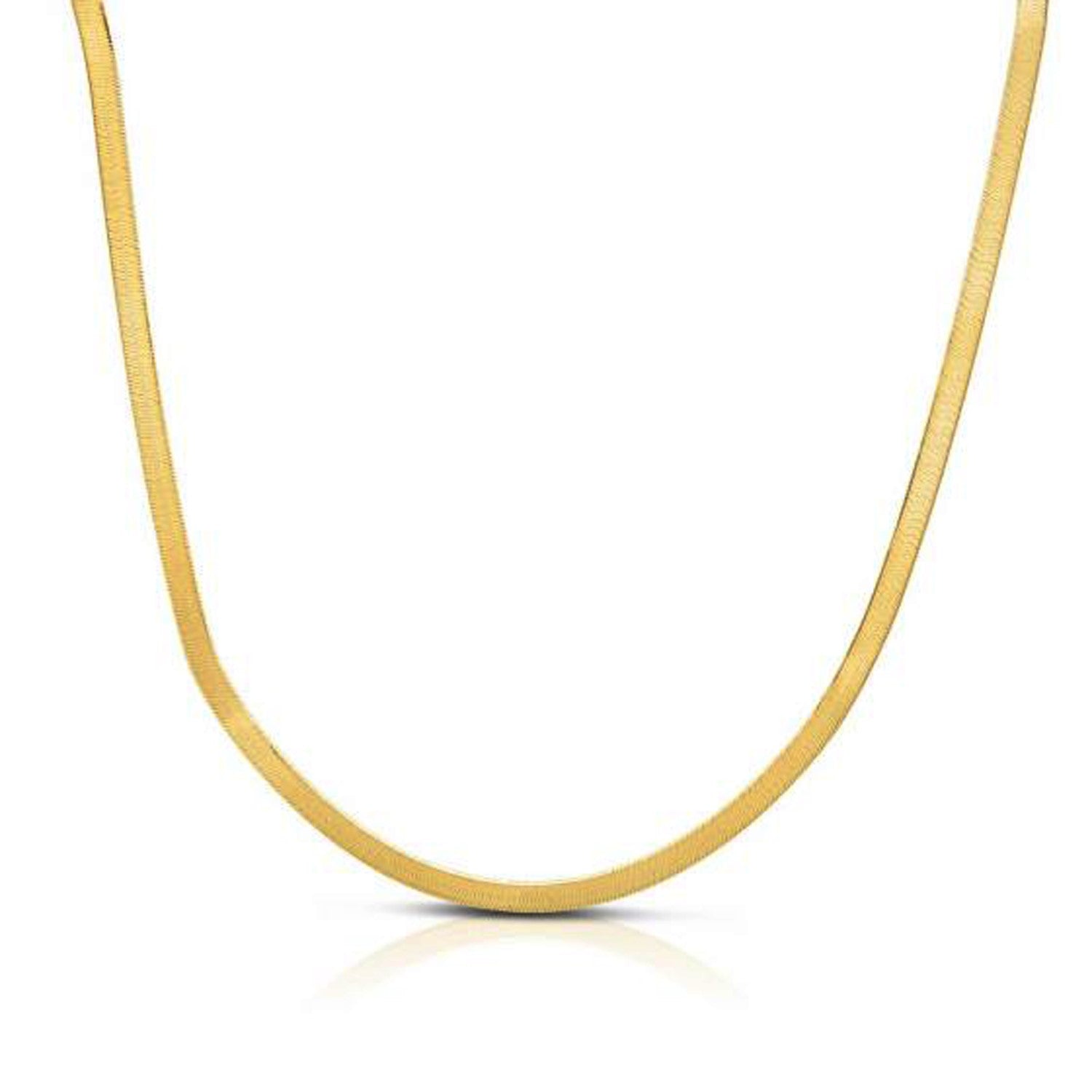 14k yellow gold super flex herringbone chain, elegantly designed with a sleek, round profile for a luxurious look.