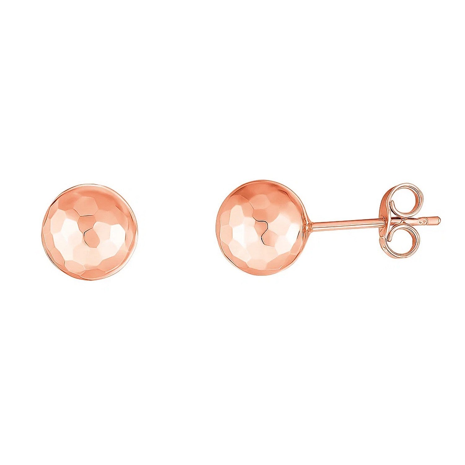 14k rose gold modern stud earrings with a sleek faceted design for a luxurious touch.