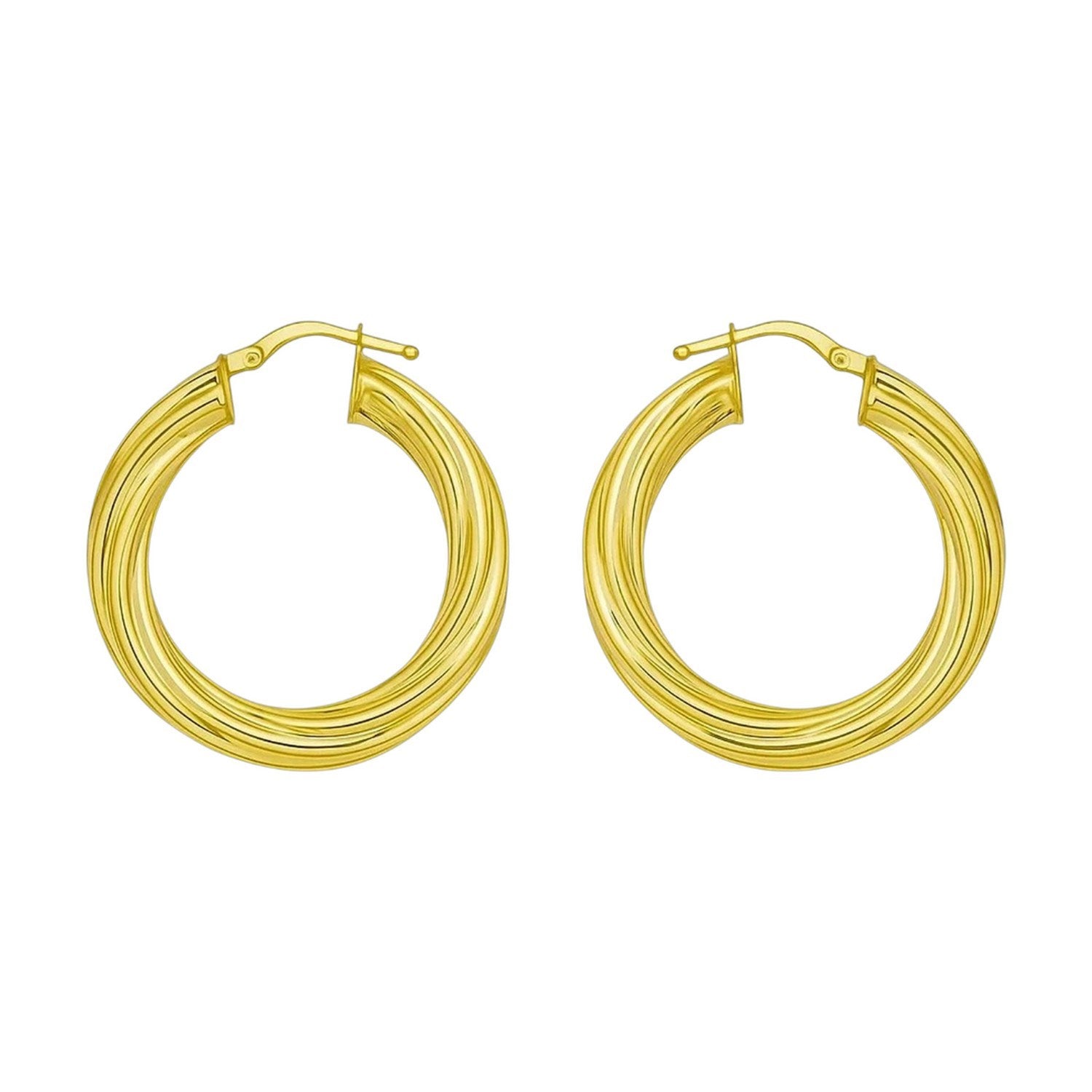 Elegant 14k yellow gold polished hoop earrings, showcasing a timeless design perfect for any luxury occasion.