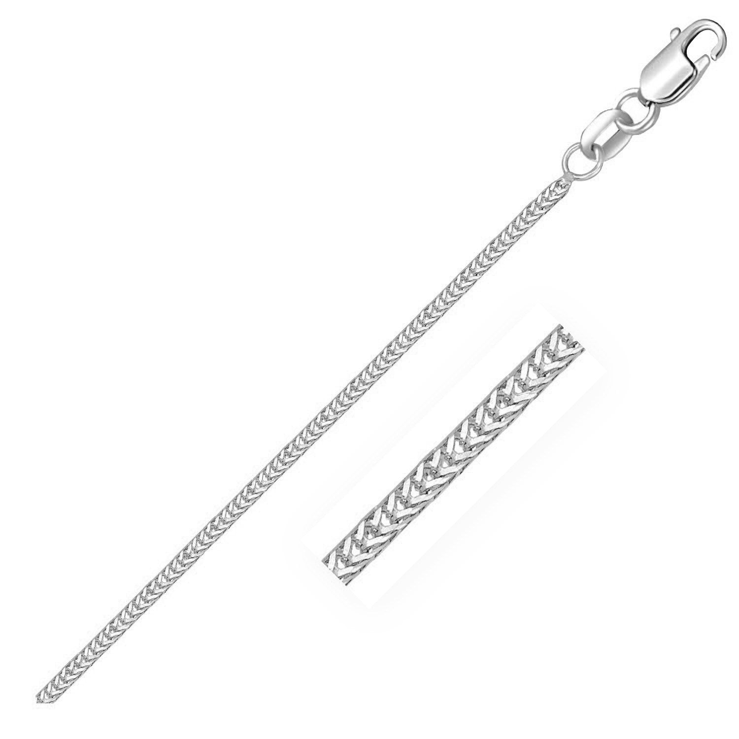 14k white gold foxtail chain featuring an elegant round design, perfect for layering or standalone sophistication.