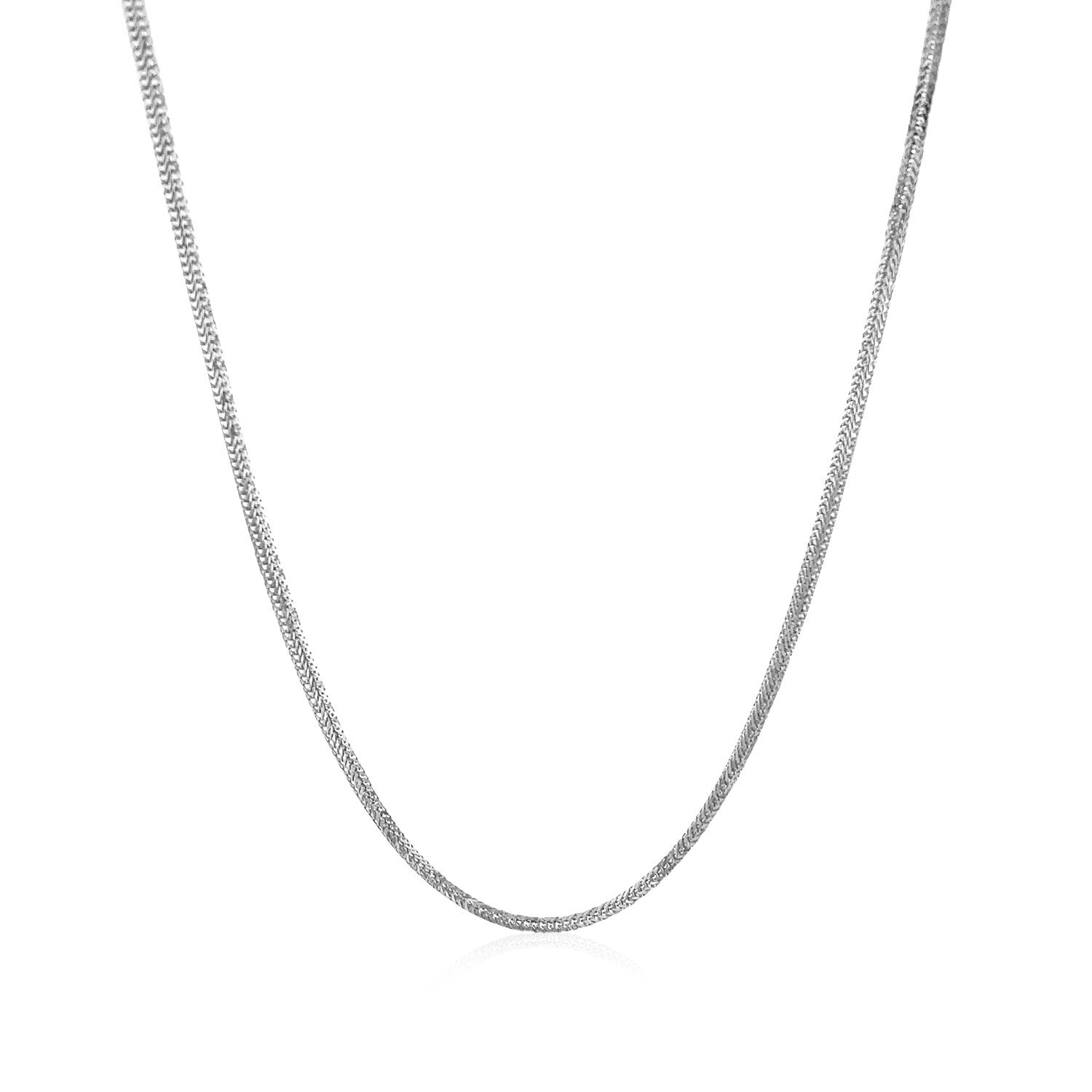 Elegant 14k white gold foxtail chain, 1.00 mm, showcasing a refined round design for timeless luxury.