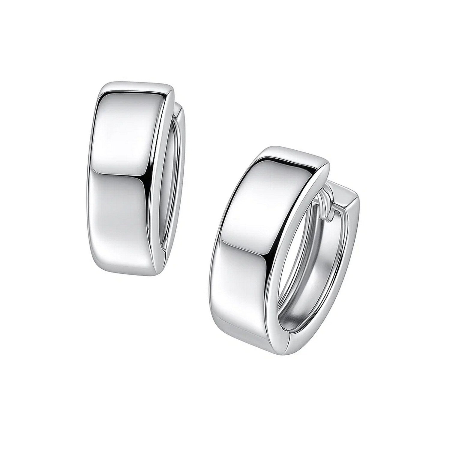 14k white gold polished hoop earrings exuding elegance, perfect for sophisticated occasions and timeless style.