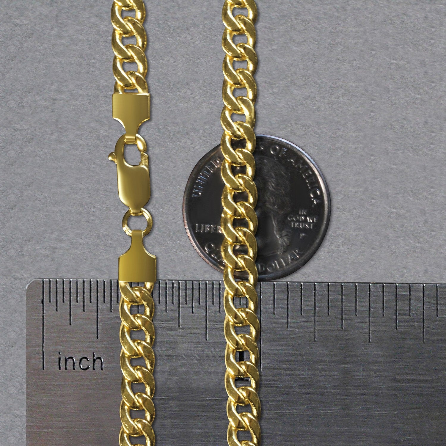 14k yellow gold Miami Cuban semi-solid chain, 5.50 mm, classic round design for timeless elegance.