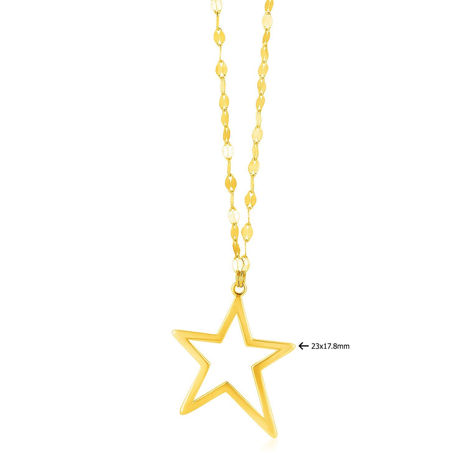 Elegant 14k yellow gold necklace featuring a delicate star pendant on a refined chain.