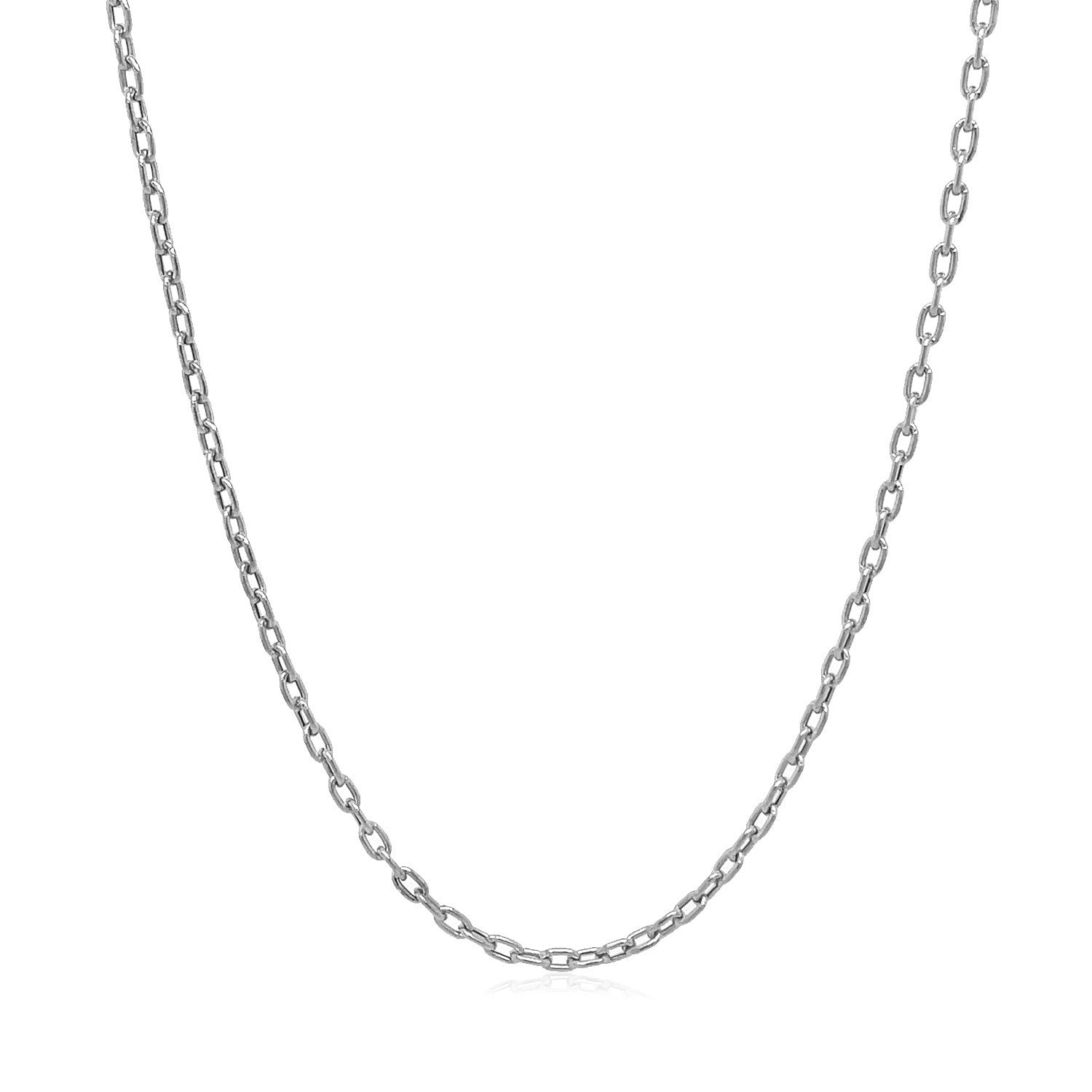 14k white gold double extendable cable chain with a modern design, showcasing sleek round links for elegant layering.