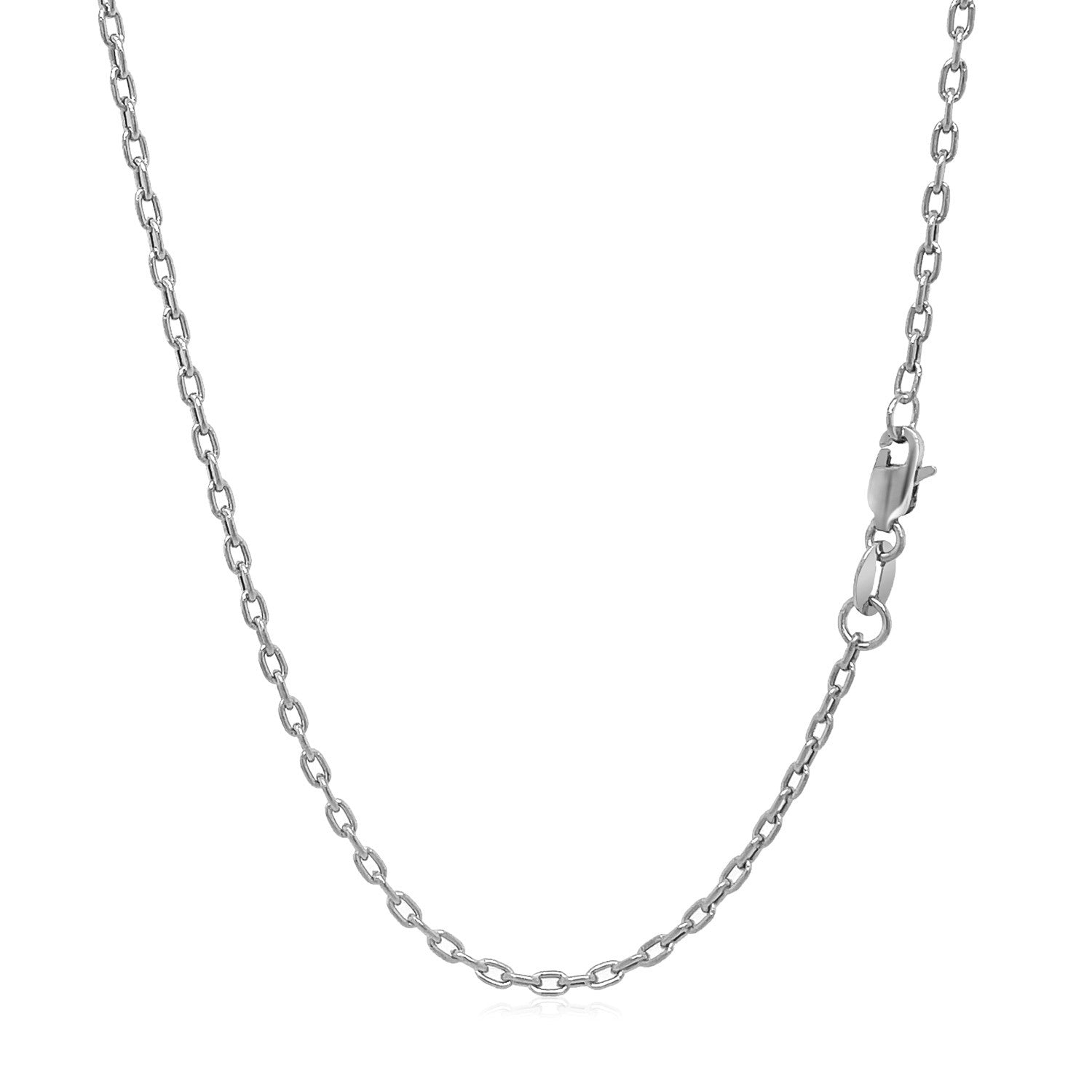 14k white gold double extendable cable chain with a modern design, showcasing elegant round links.