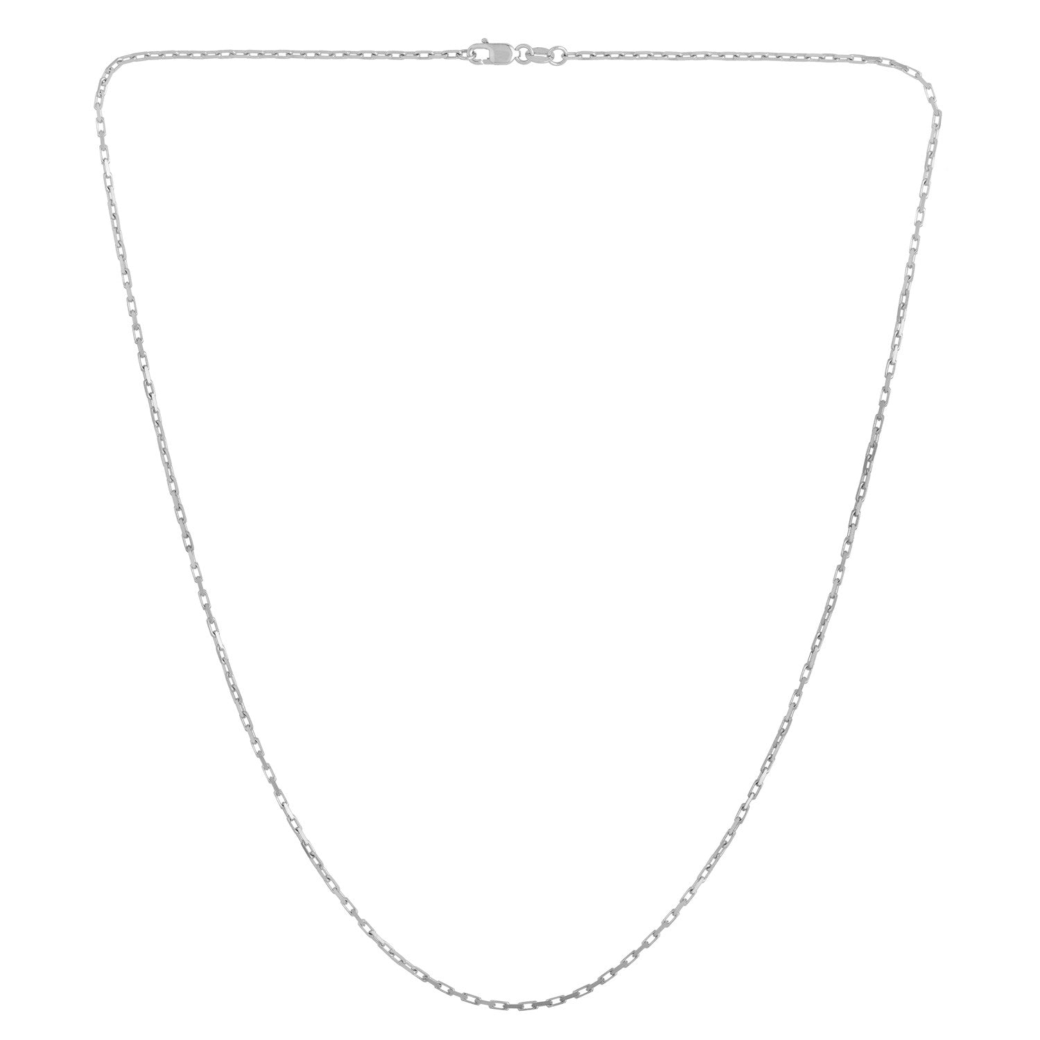 14k white gold minimalist French cable chain, 1.30 mm, showcasing elegant round links for timeless sophistication.